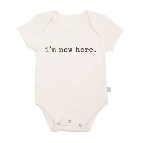 i'm new here · organic cotton short-sleeve onesie