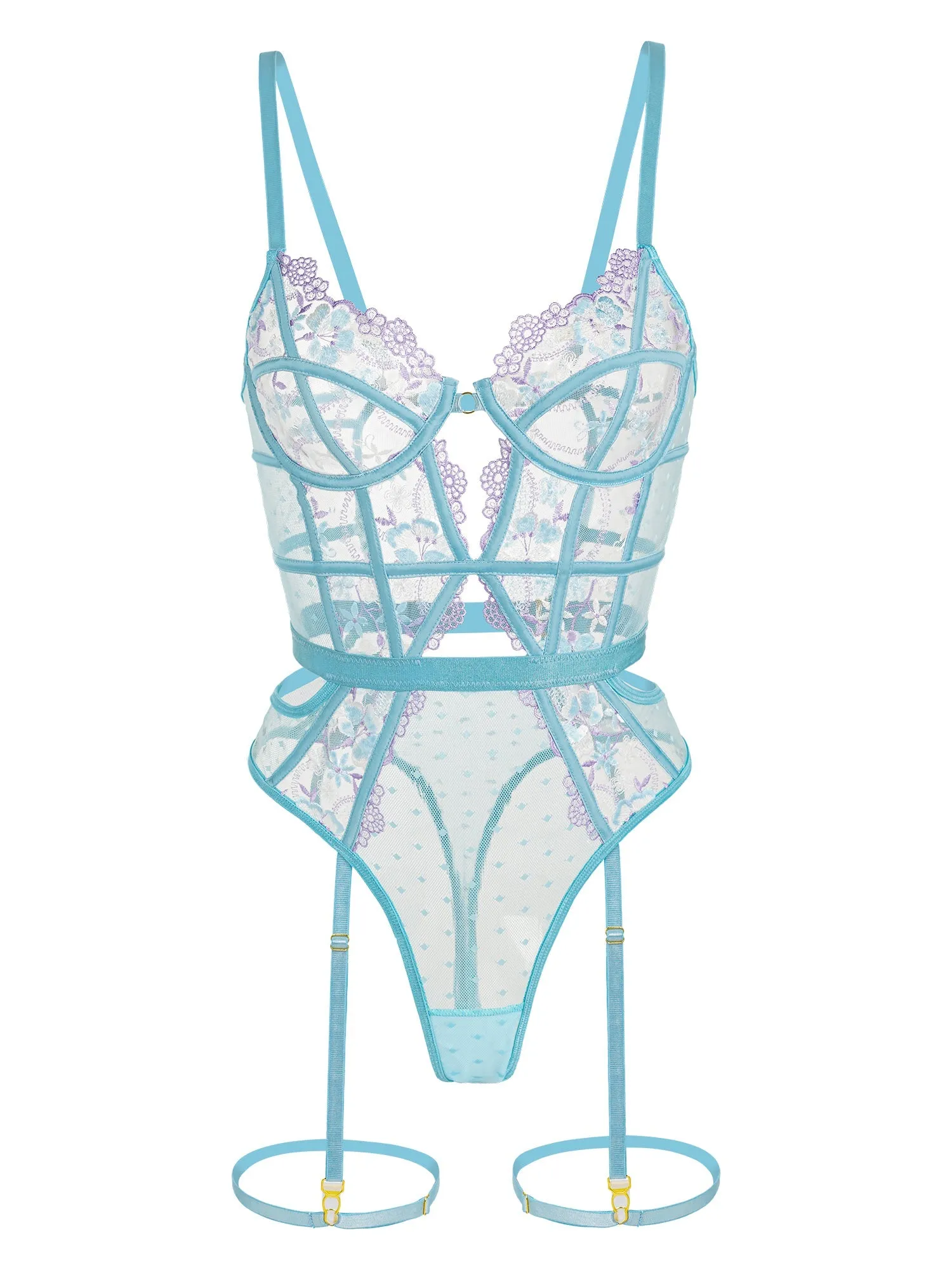 Indigo Dreams Floral French-inspired Sensual Bodysuit