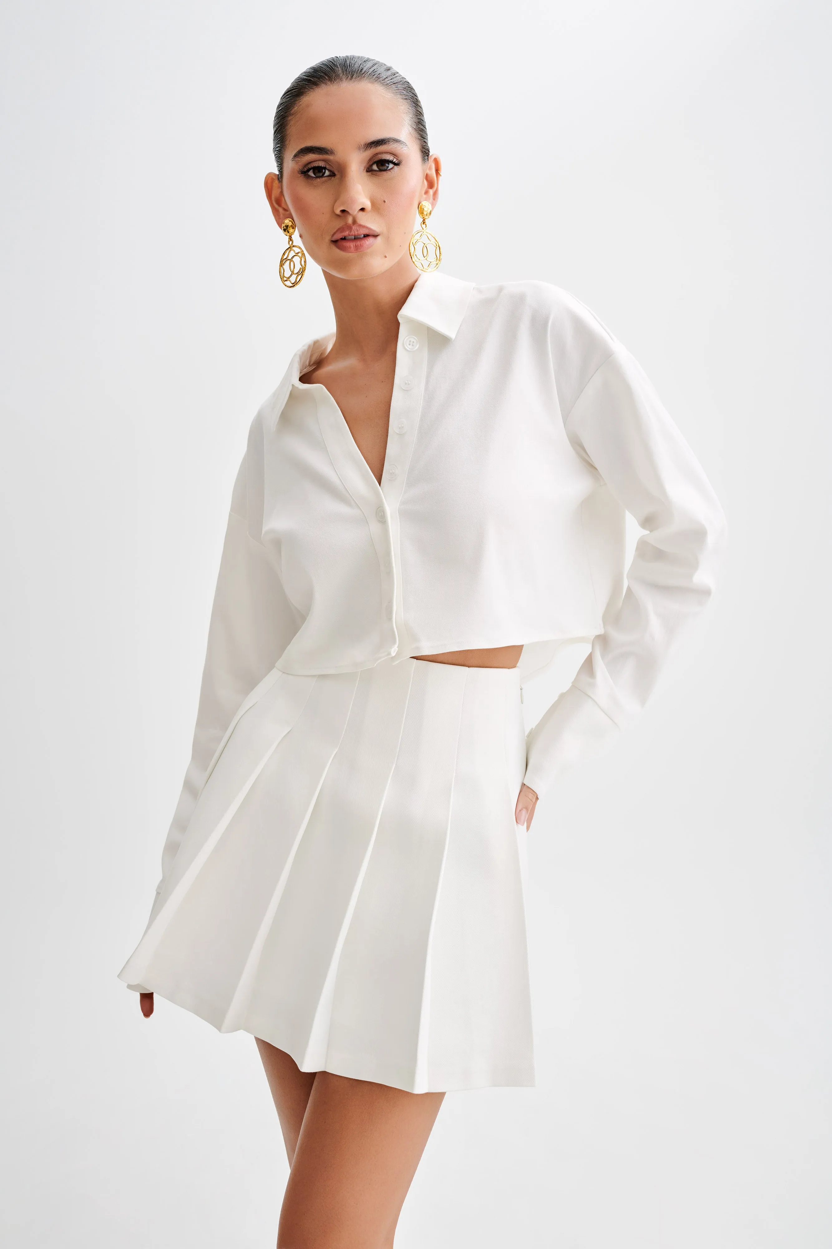 Julianna Cotton Button Up Shirt - White