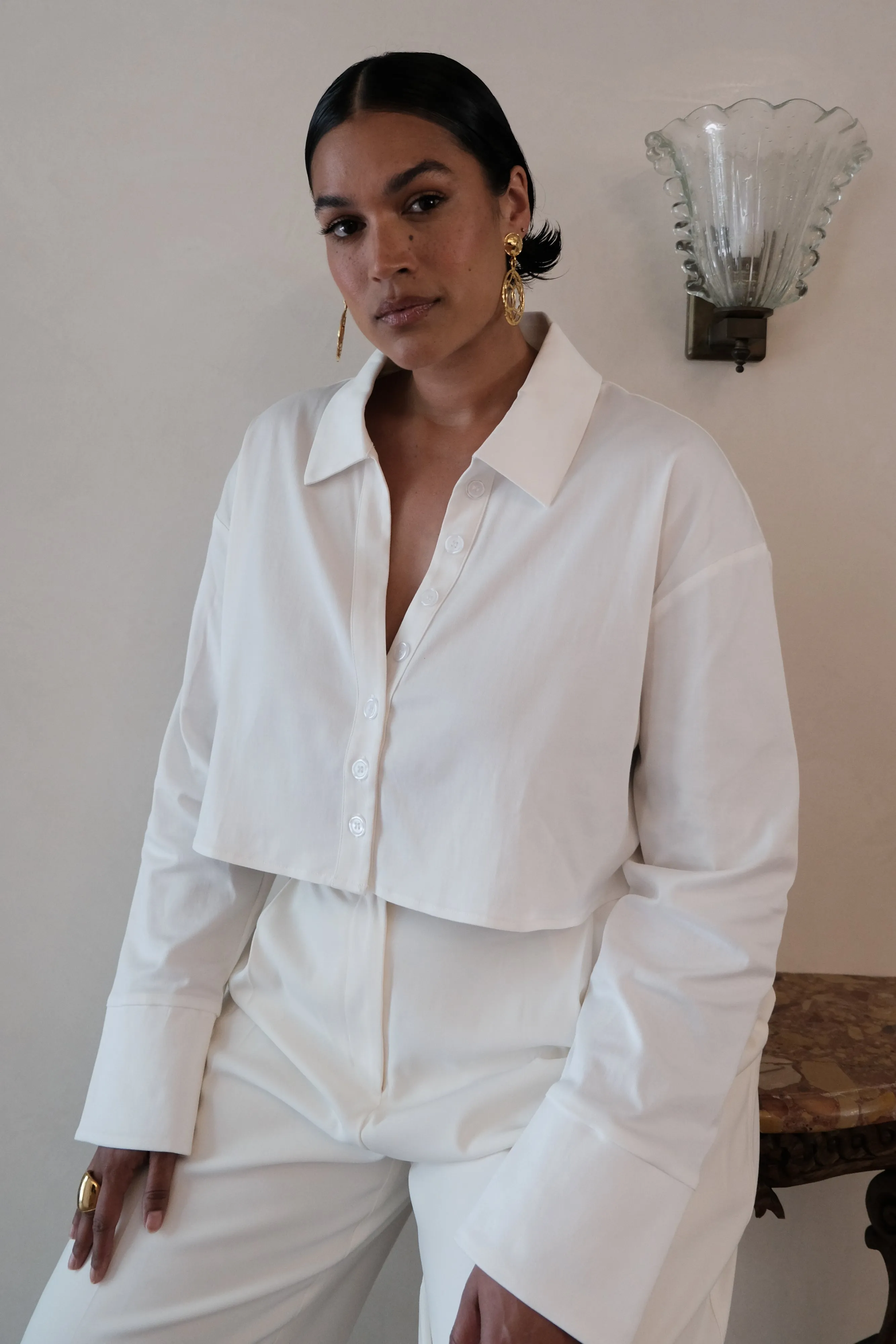 Julianna Cotton Button Up Shirt - White