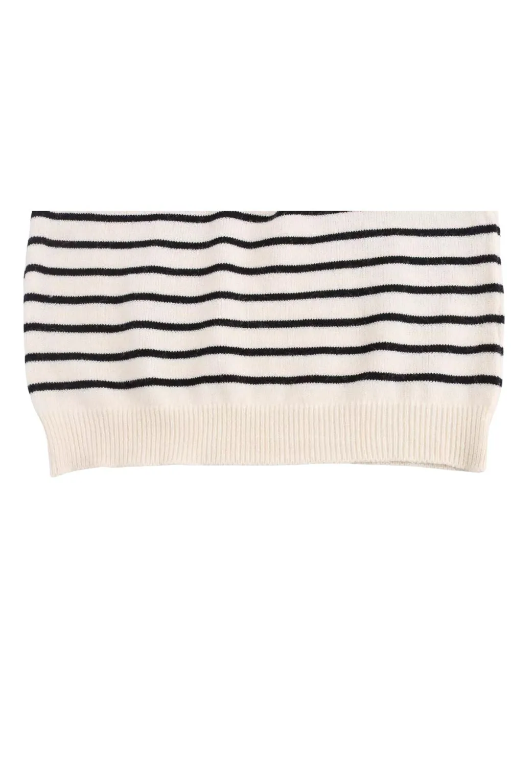 'Kennedy' Button-Down Retro Striped Puff Sleeve Sweater