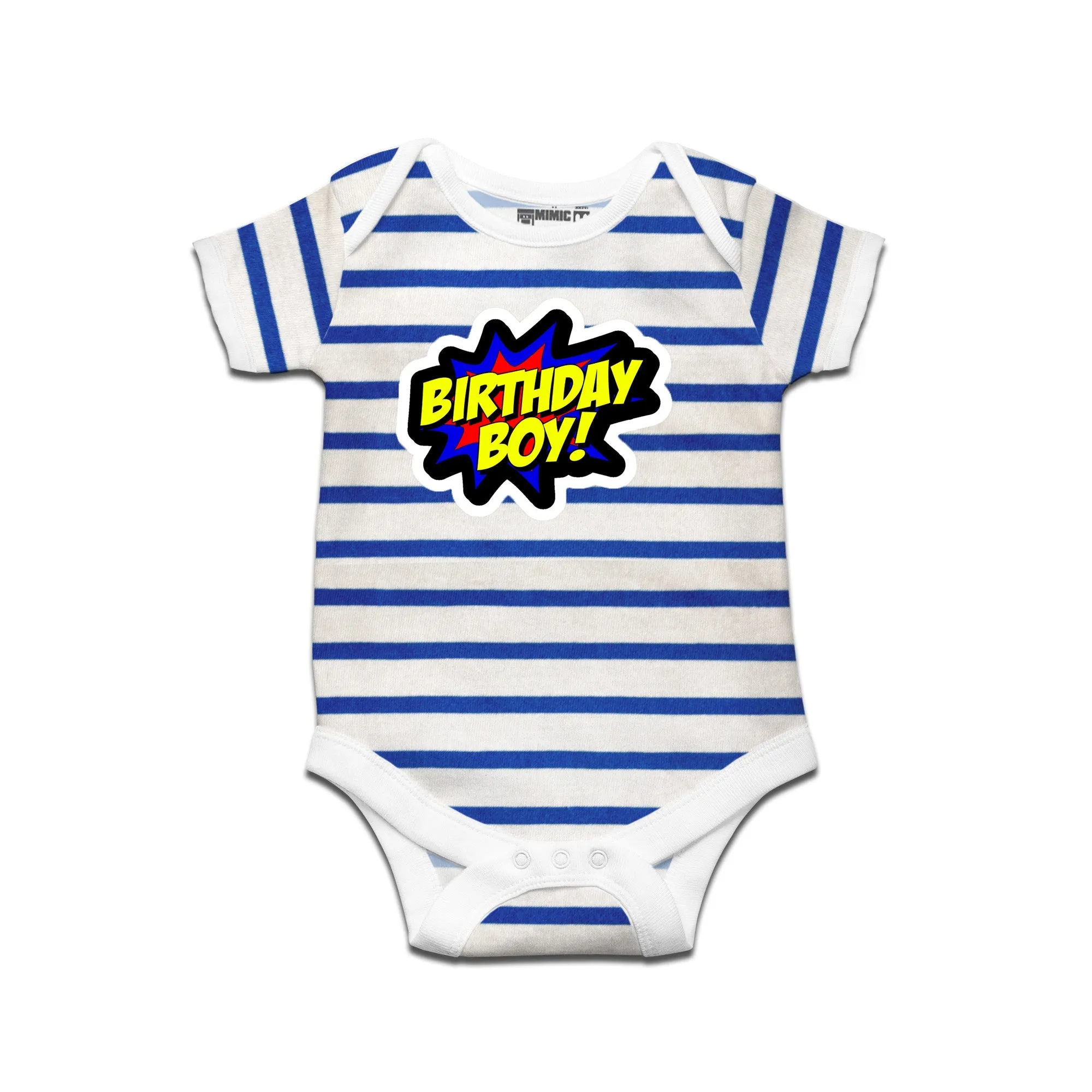 Kidswear By Ruse Birthday Boy Printed Striped infant Romper For Baby