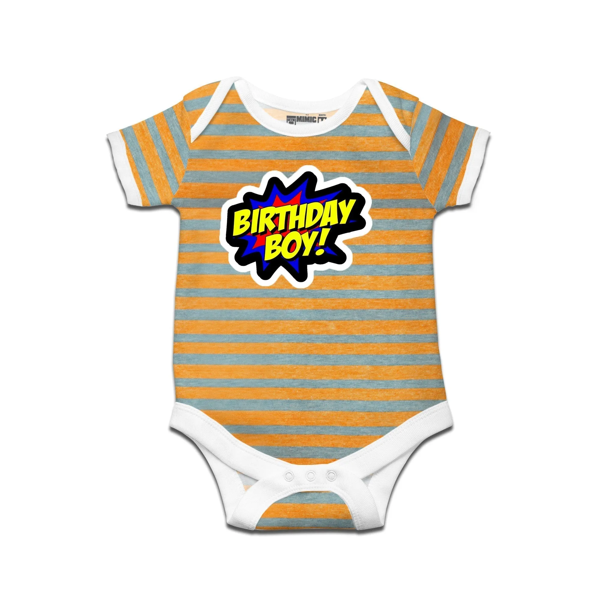 Kidswear By Ruse Birthday Boy Printed Striped infant Romper For Baby