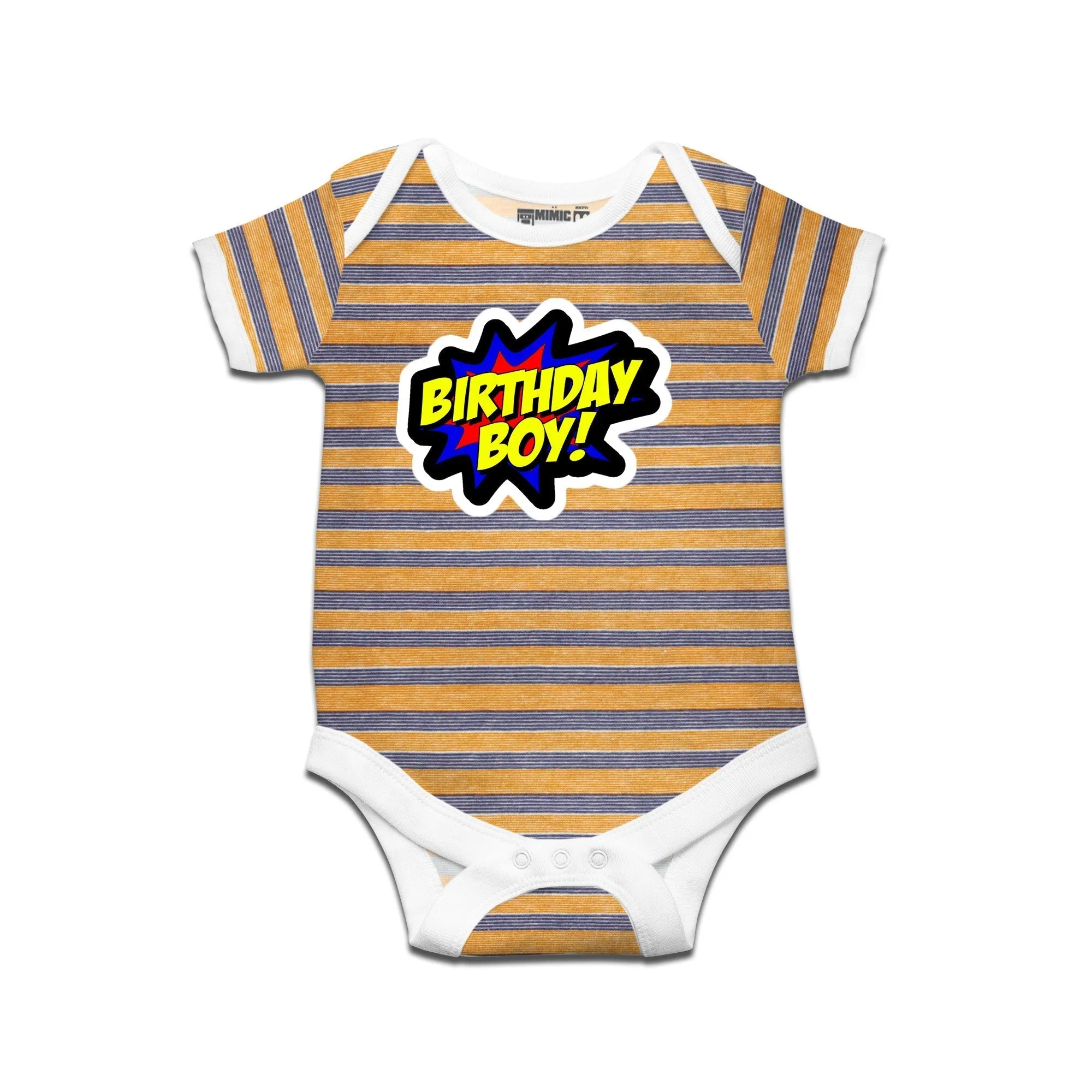 Kidswear By Ruse Birthday Boy Printed Striped infant Romper For Baby