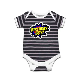 Kidswear By Ruse Birthday Boy Printed Striped infant Romper For Baby