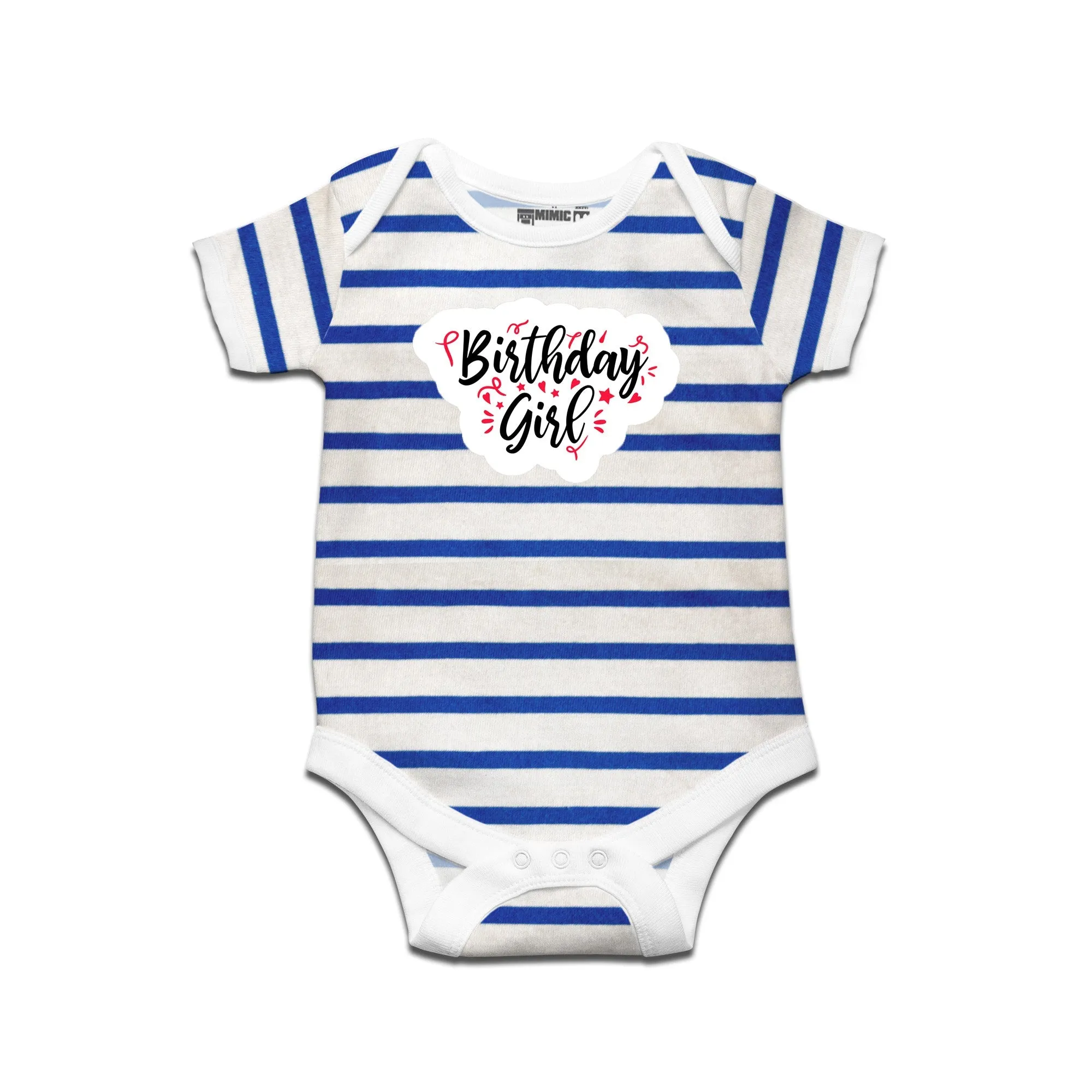 Kidswear By Ruse Birthday Girl Printed Striped infant Romper For Baby