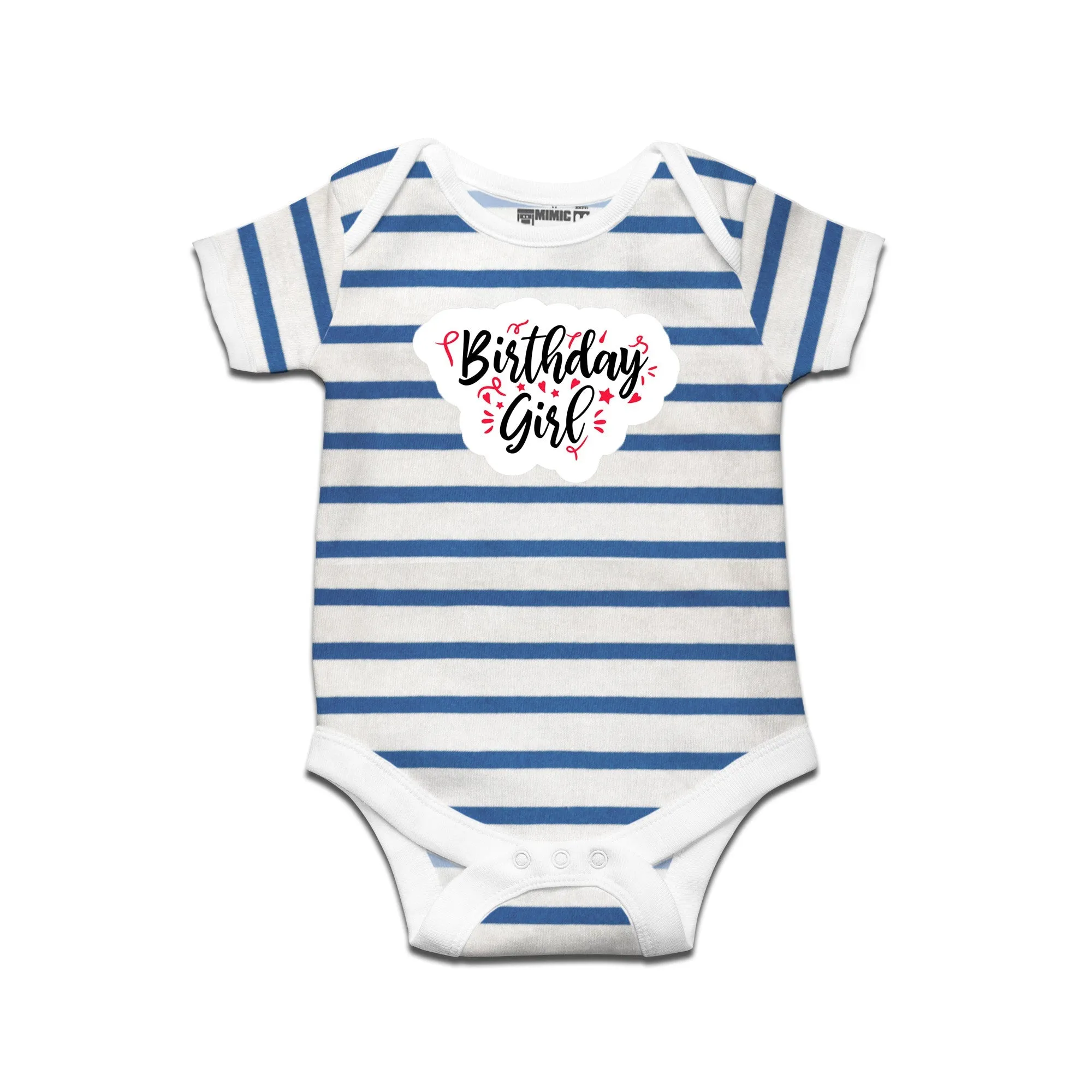 Kidswear By Ruse Birthday Girl Printed Striped infant Romper For Baby