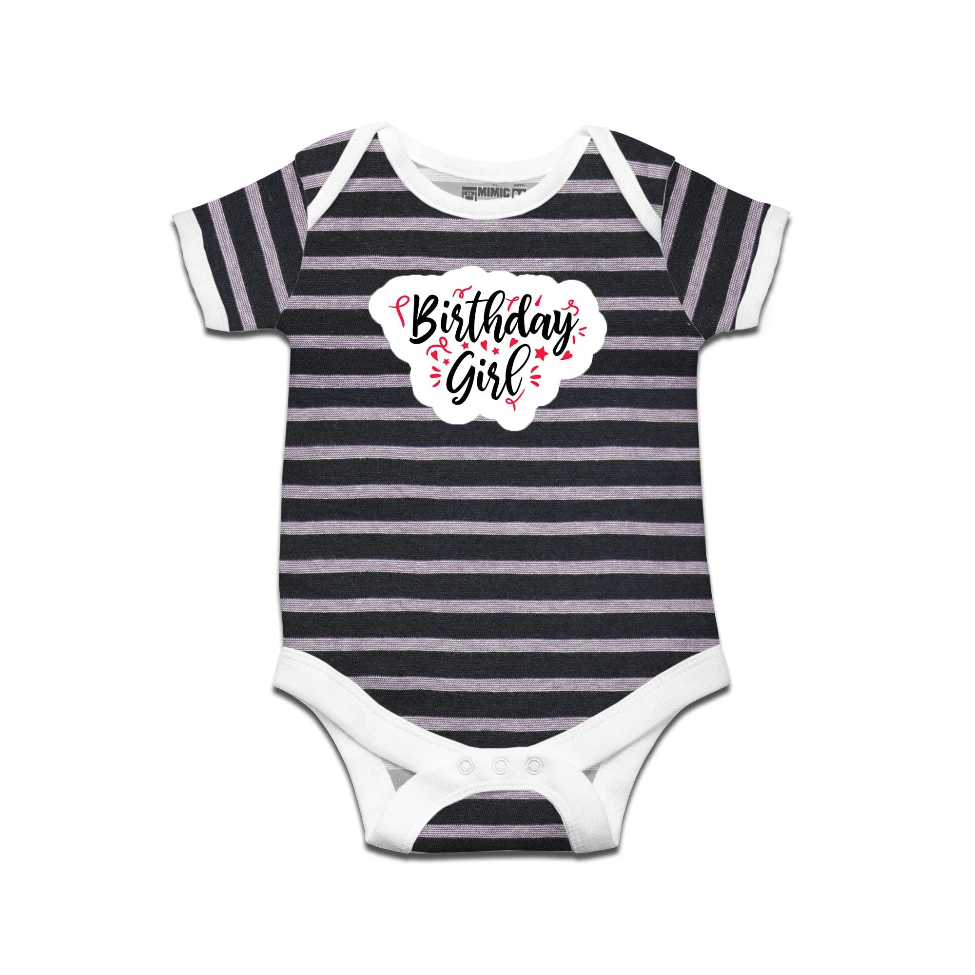 Kidswear By Ruse Birthday Girl Printed Striped infant Romper For Baby