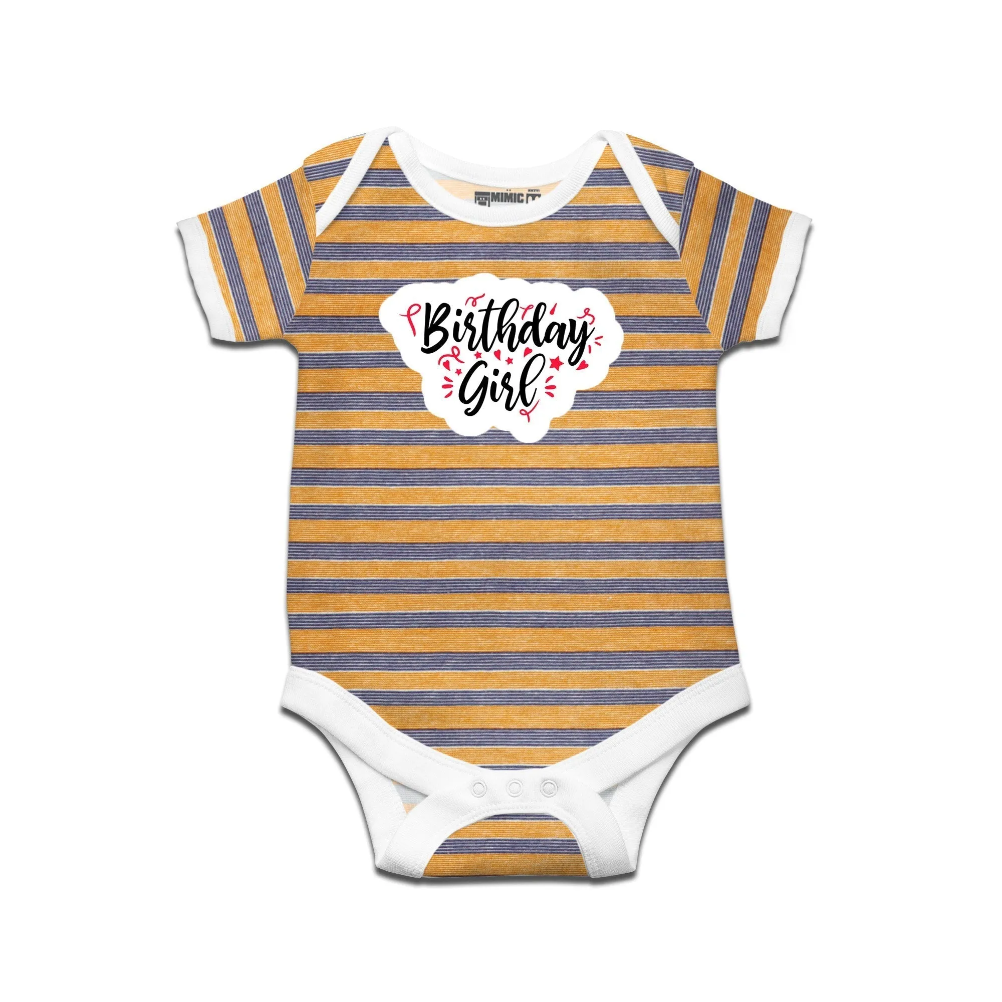 Kidswear By Ruse Birthday Girl Printed Striped infant Romper For Baby