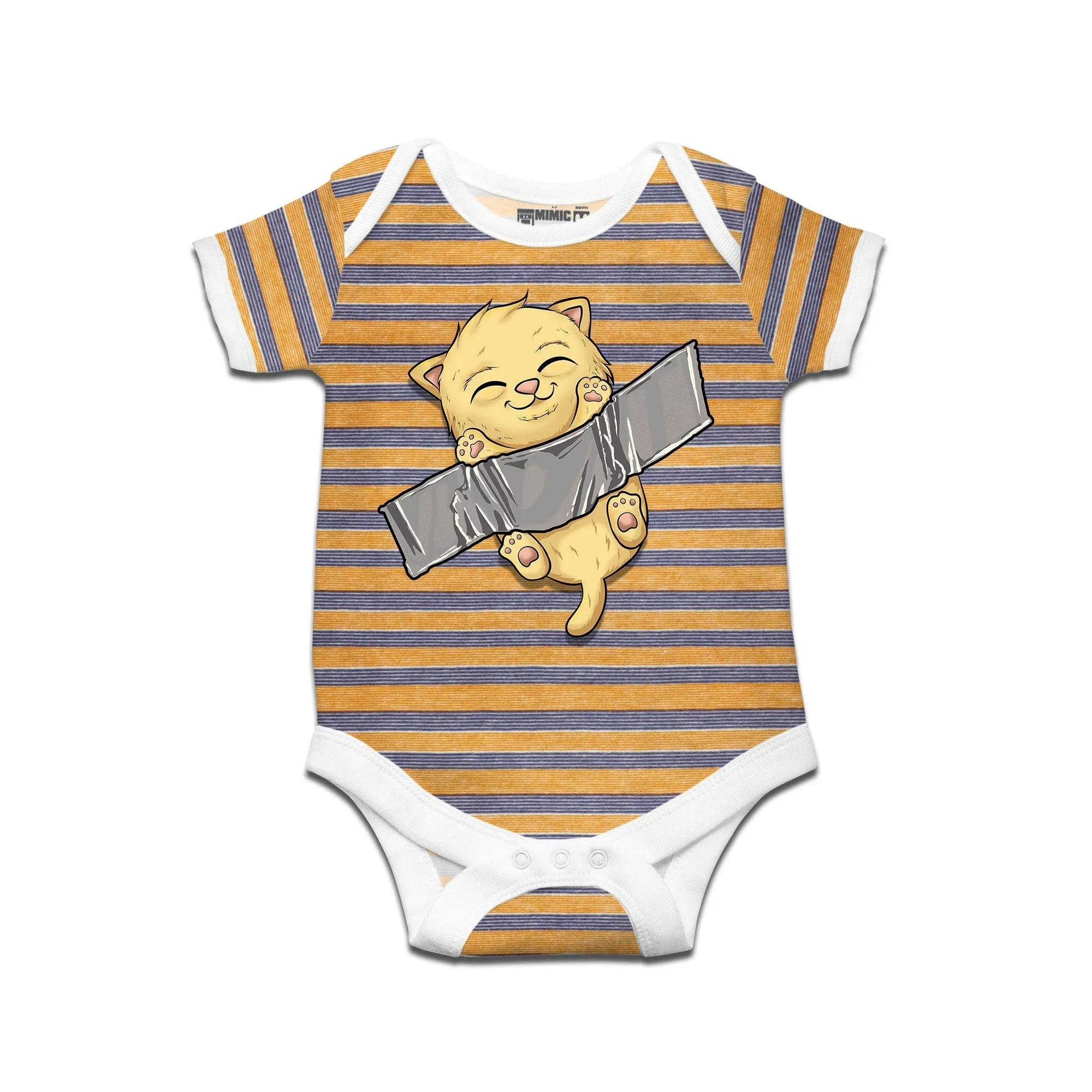 Kidswear By Ruse Comedian Cat Printed Striped infant Romper For Baby