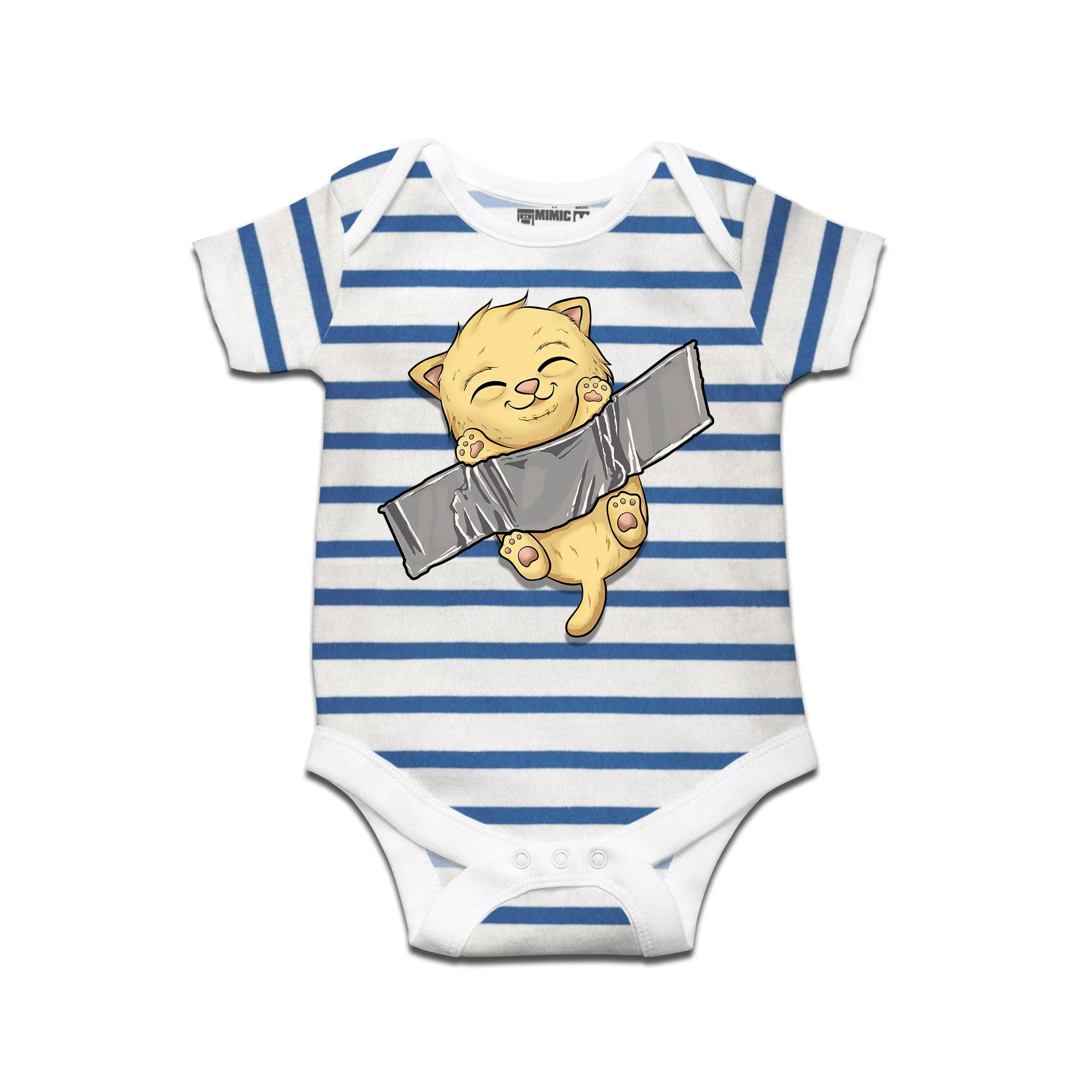 Kidswear By Ruse Comedian Cat Printed Striped infant Romper For Baby