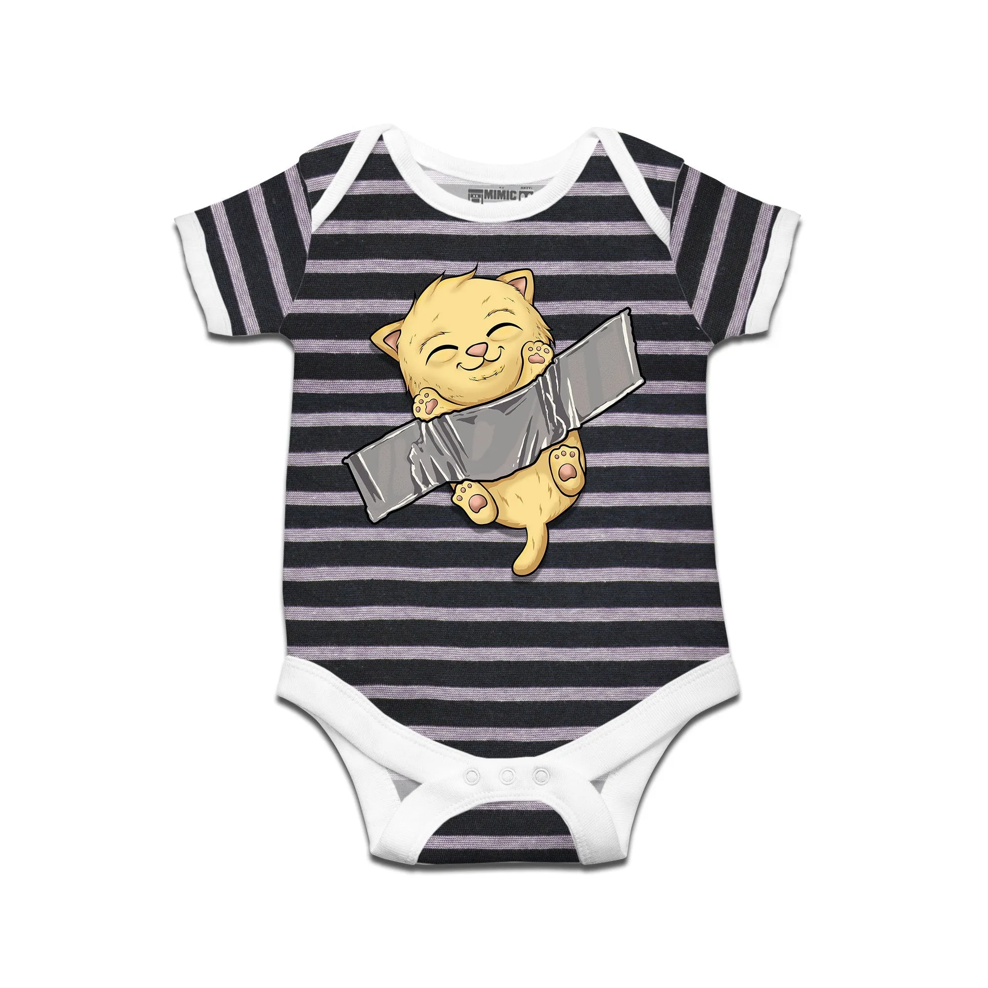 Kidswear By Ruse Comedian Cat Printed Striped infant Romper For Baby