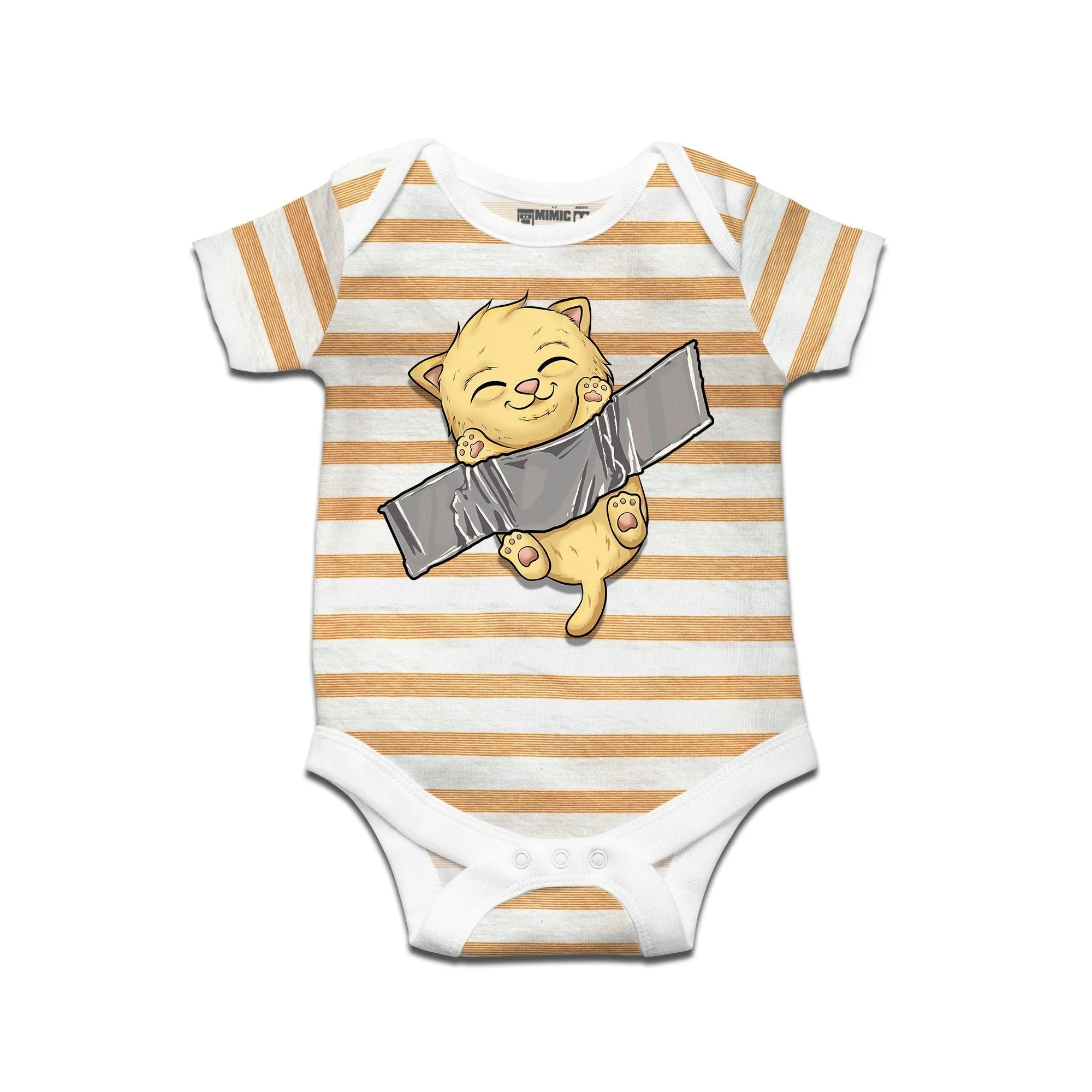 Kidswear By Ruse Comedian Cat Printed Striped infant Romper For Baby