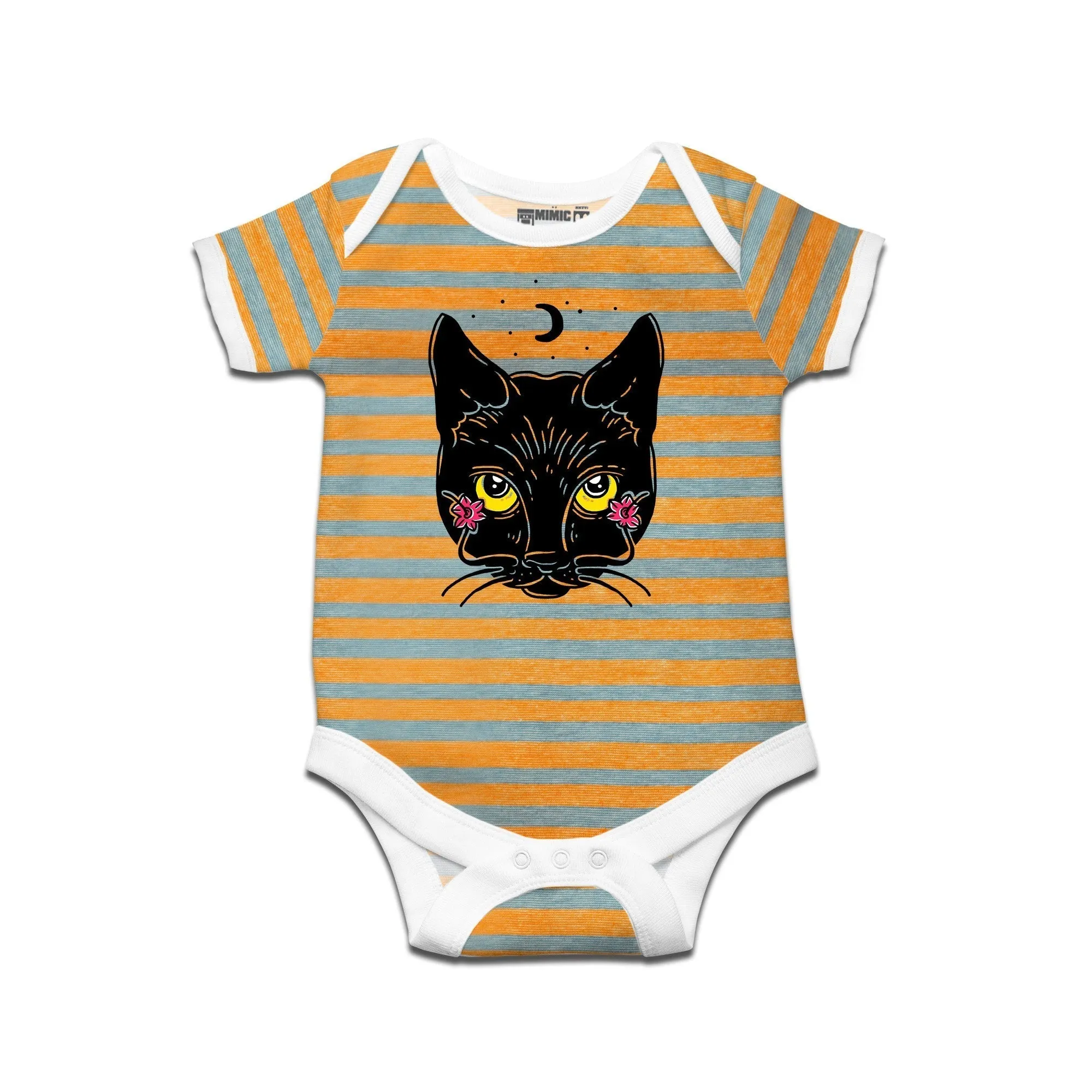 Kidswear By Ruse Dalis Cat Printed Striped infant Romper For Baby