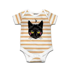 Kidswear By Ruse Dalis Cat Printed Striped infant Romper For Baby