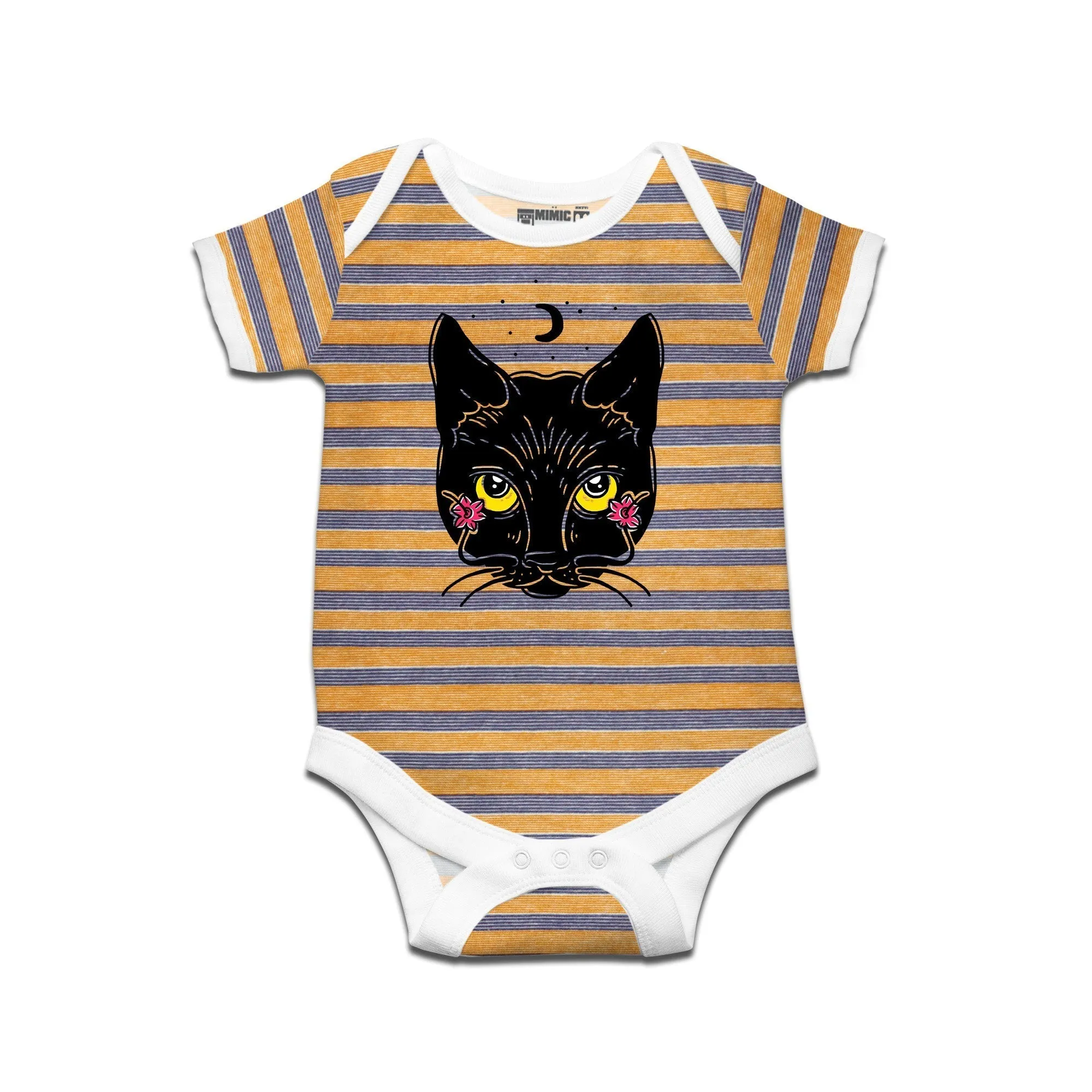 Kidswear By Ruse Dalis Cat Printed Striped infant Romper For Baby