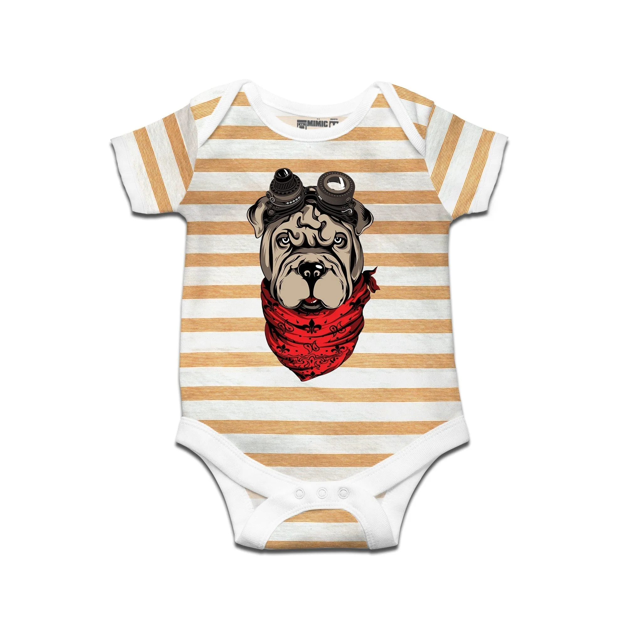 Kidswear By Ruse Dogpunk Printed Striped infant Romper For Baby