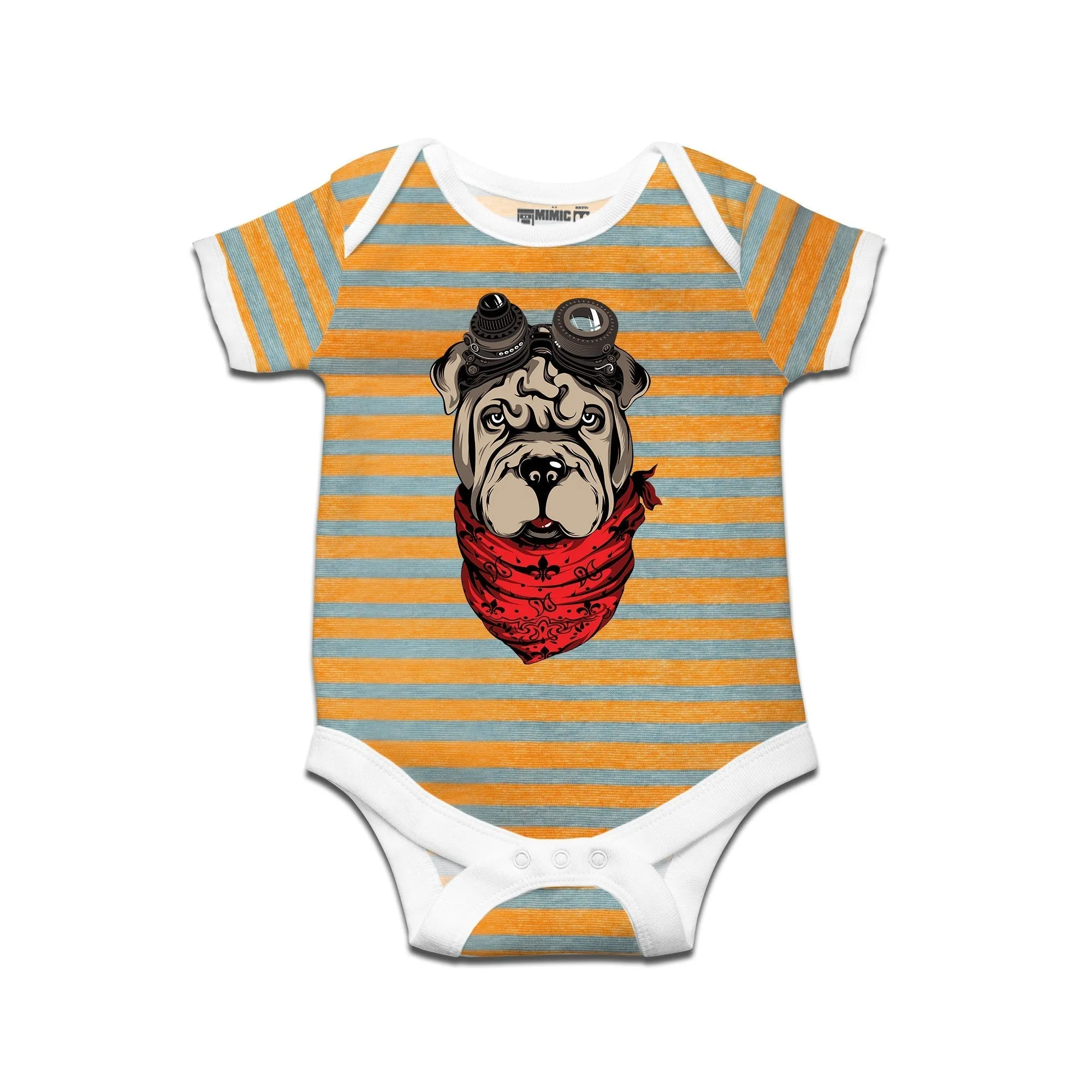 Kidswear By Ruse Dogpunk Printed Striped infant Romper For Baby