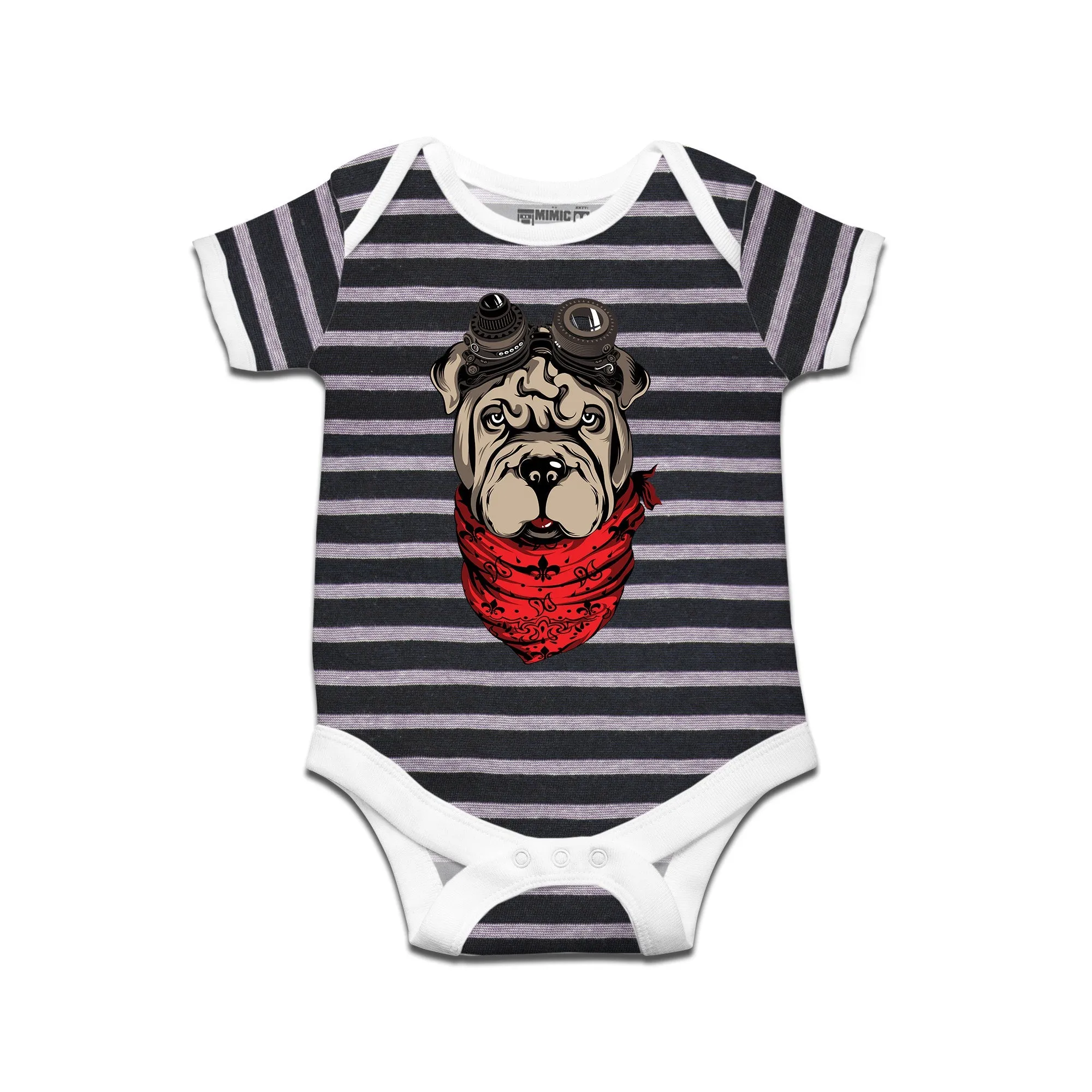 Kidswear By Ruse Dogpunk Printed Striped infant Romper For Baby