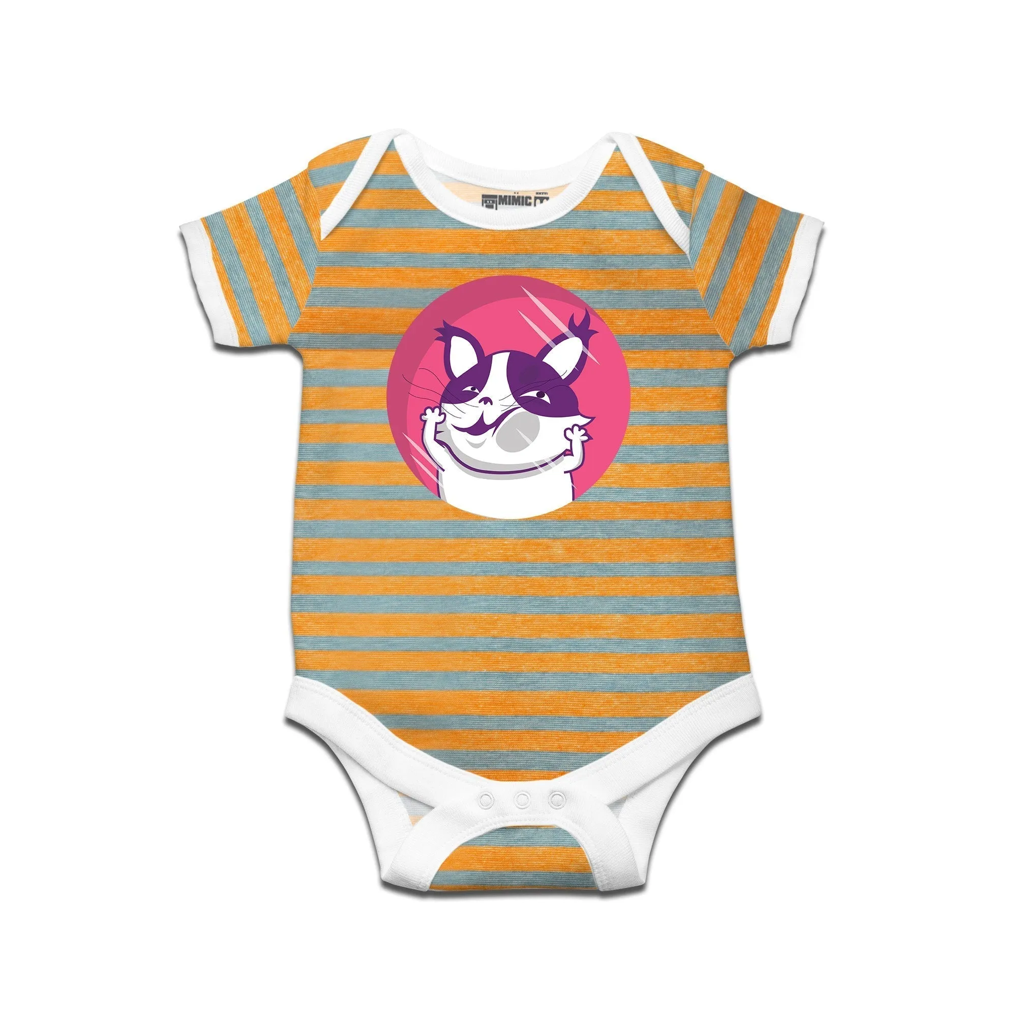 Kidswear By Ruse Face One Printed Striped infant Romper For Baby