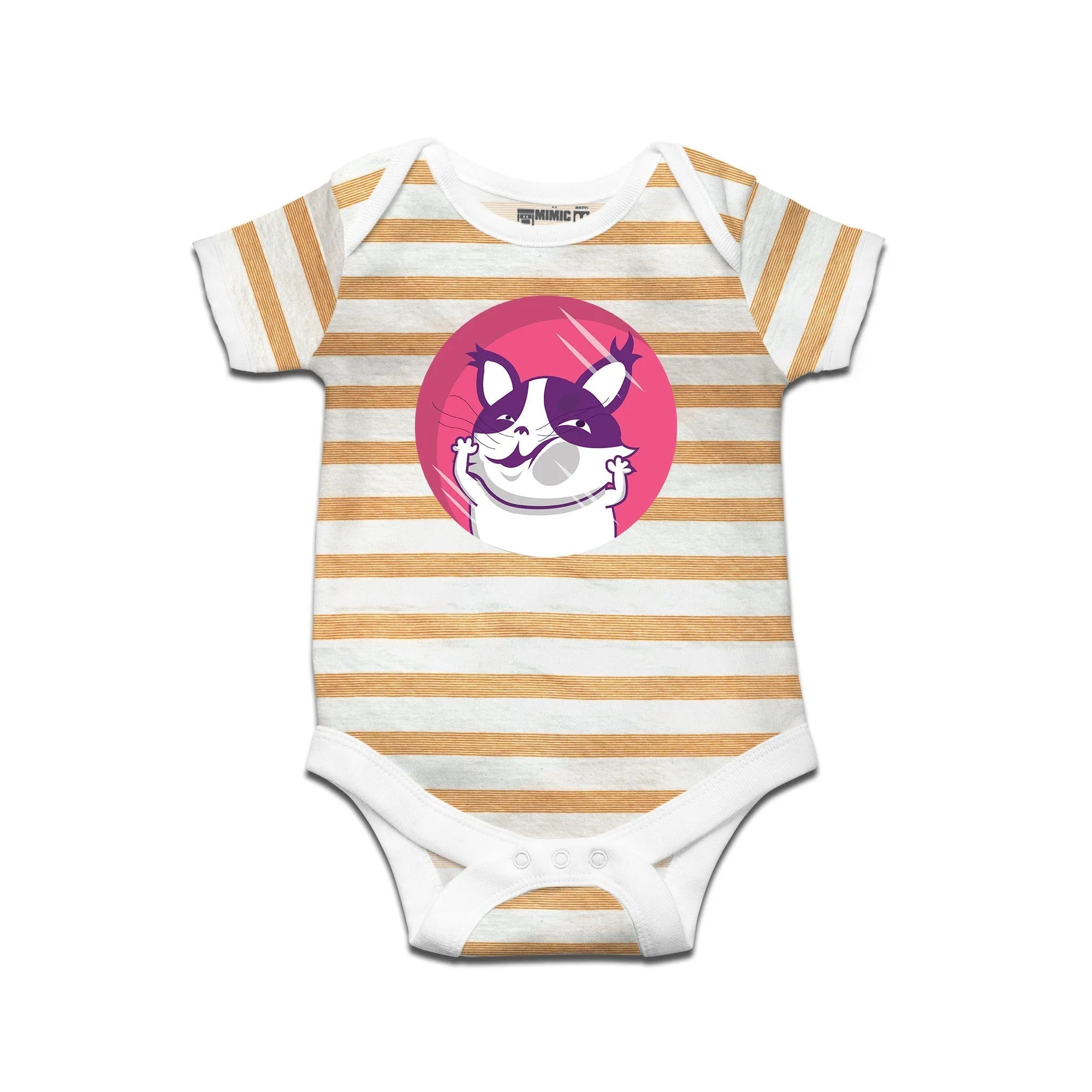 Kidswear By Ruse Face One Printed Striped infant Romper For Baby