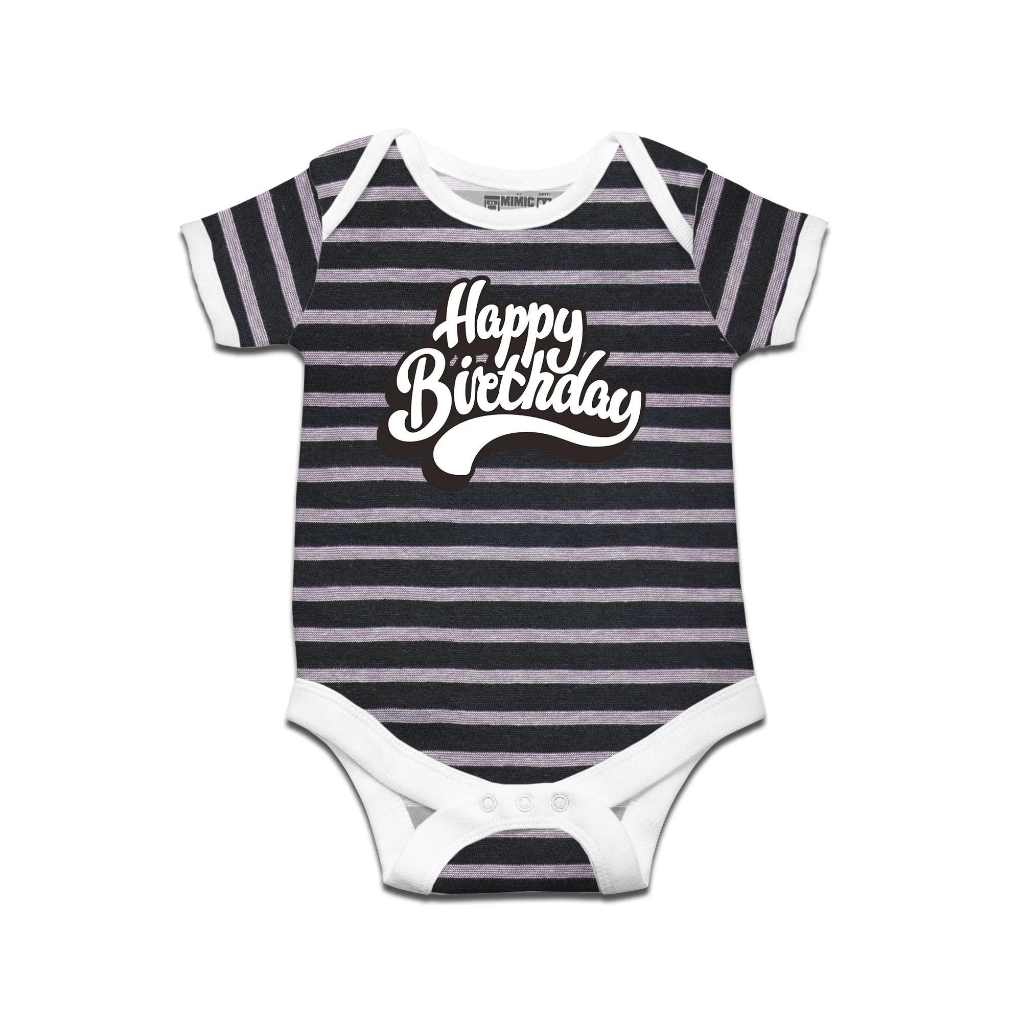 Kidswear By Ruse Happy Birthday Printed Striped infant Romper For Baby