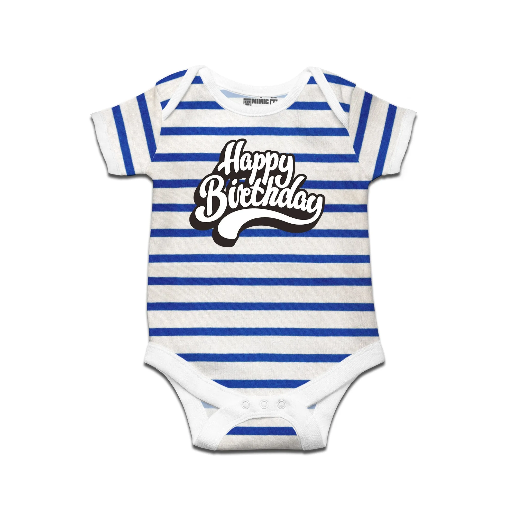 Kidswear By Ruse Happy Birthday Printed Striped infant Romper For Baby