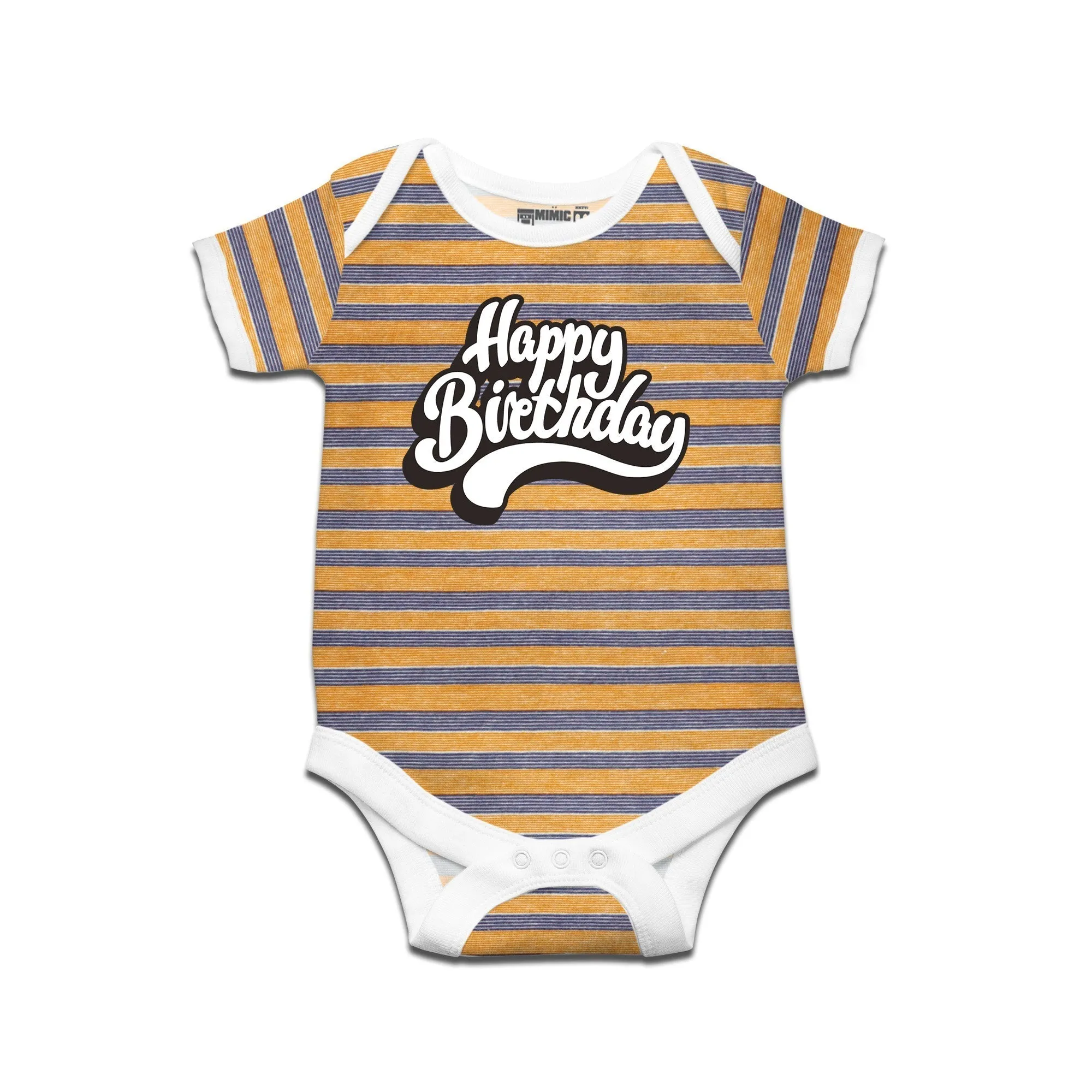 Kidswear By Ruse Happy Birthday Printed Striped infant Romper For Baby