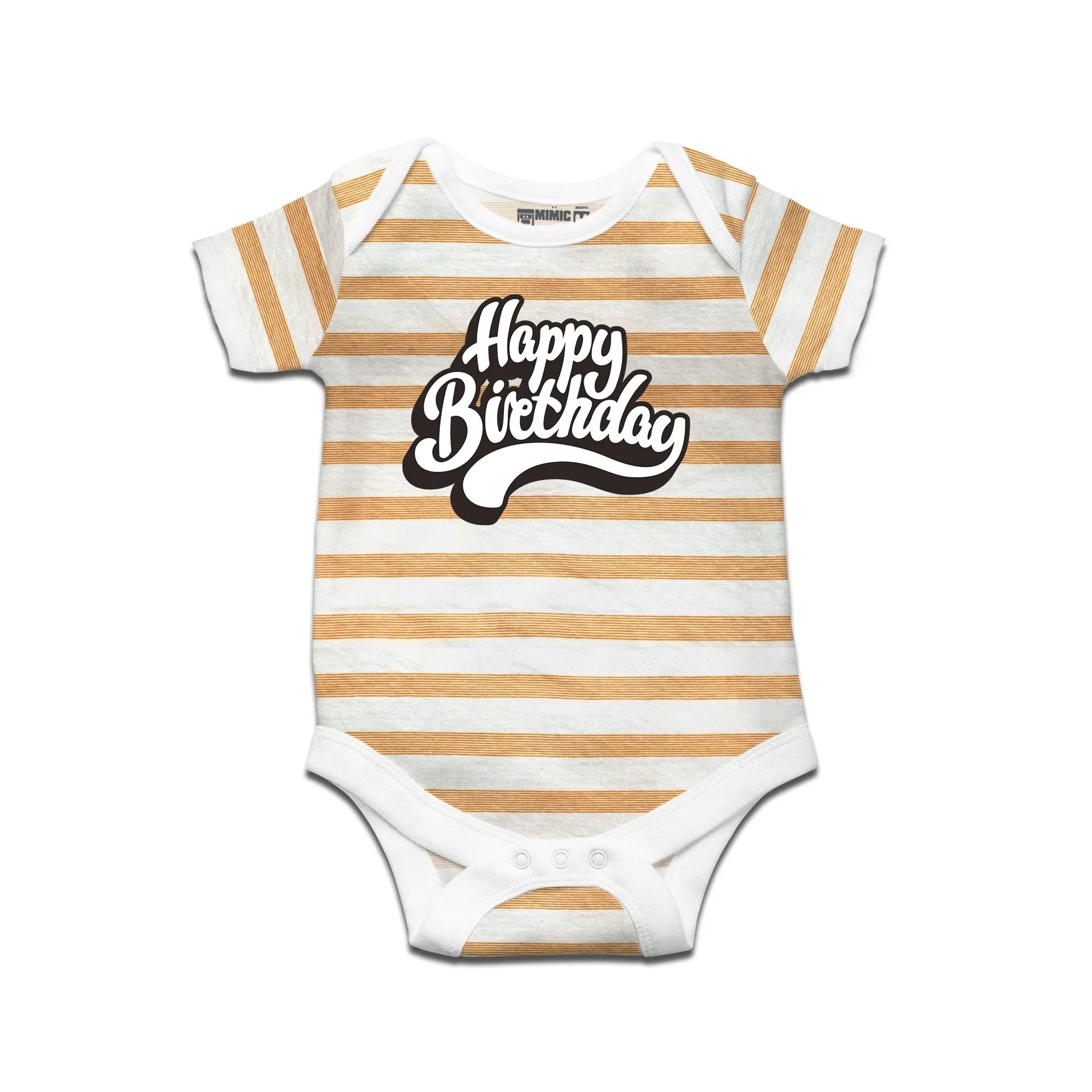 Kidswear By Ruse Happy Birthday Printed Striped infant Romper For Baby