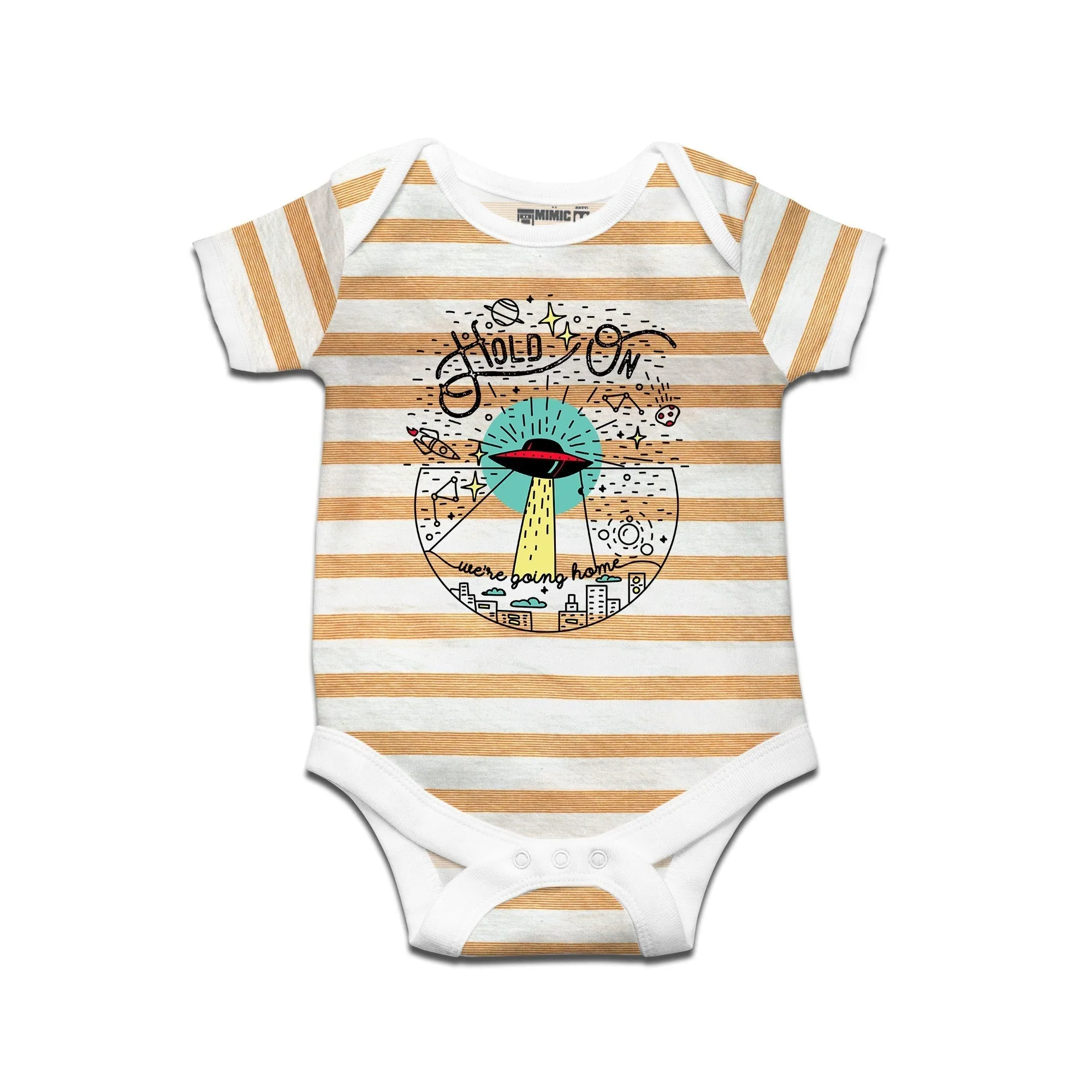 Kidswear By Ruse Hold on UFO  Printed Striped infant Romper For Baby