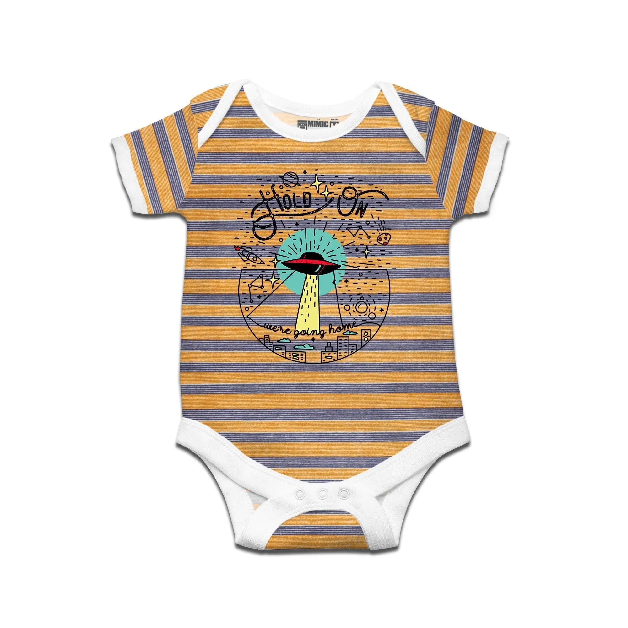 Kidswear By Ruse Hold on UFO  Printed Striped infant Romper For Baby