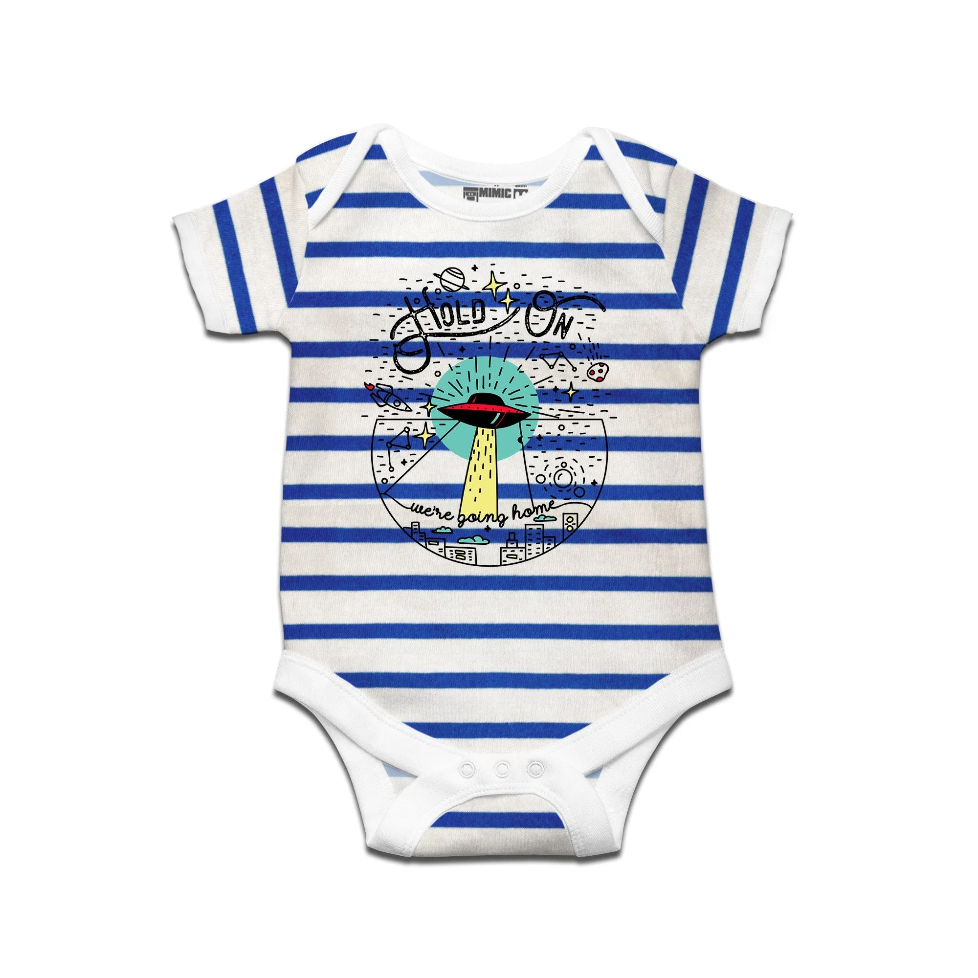 Kidswear By Ruse Hold on UFO  Printed Striped infant Romper For Baby