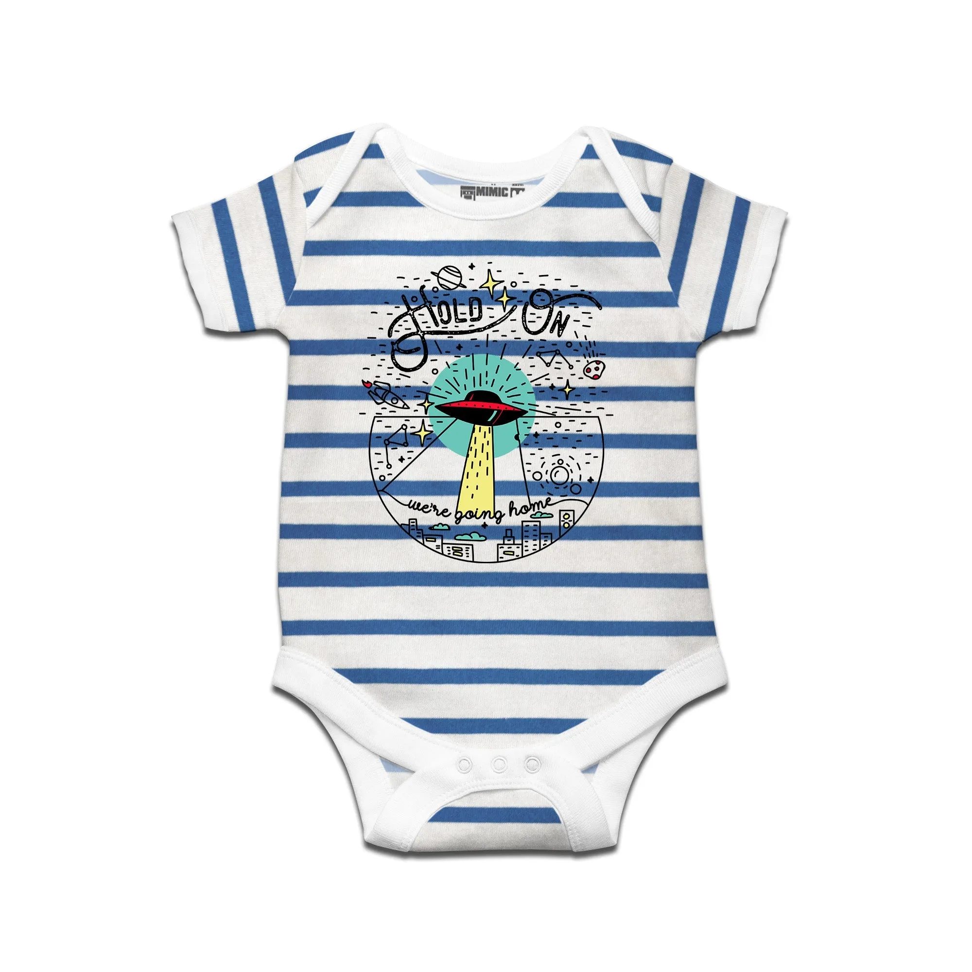 Kidswear By Ruse Hold on UFO  Printed Striped infant Romper For Baby