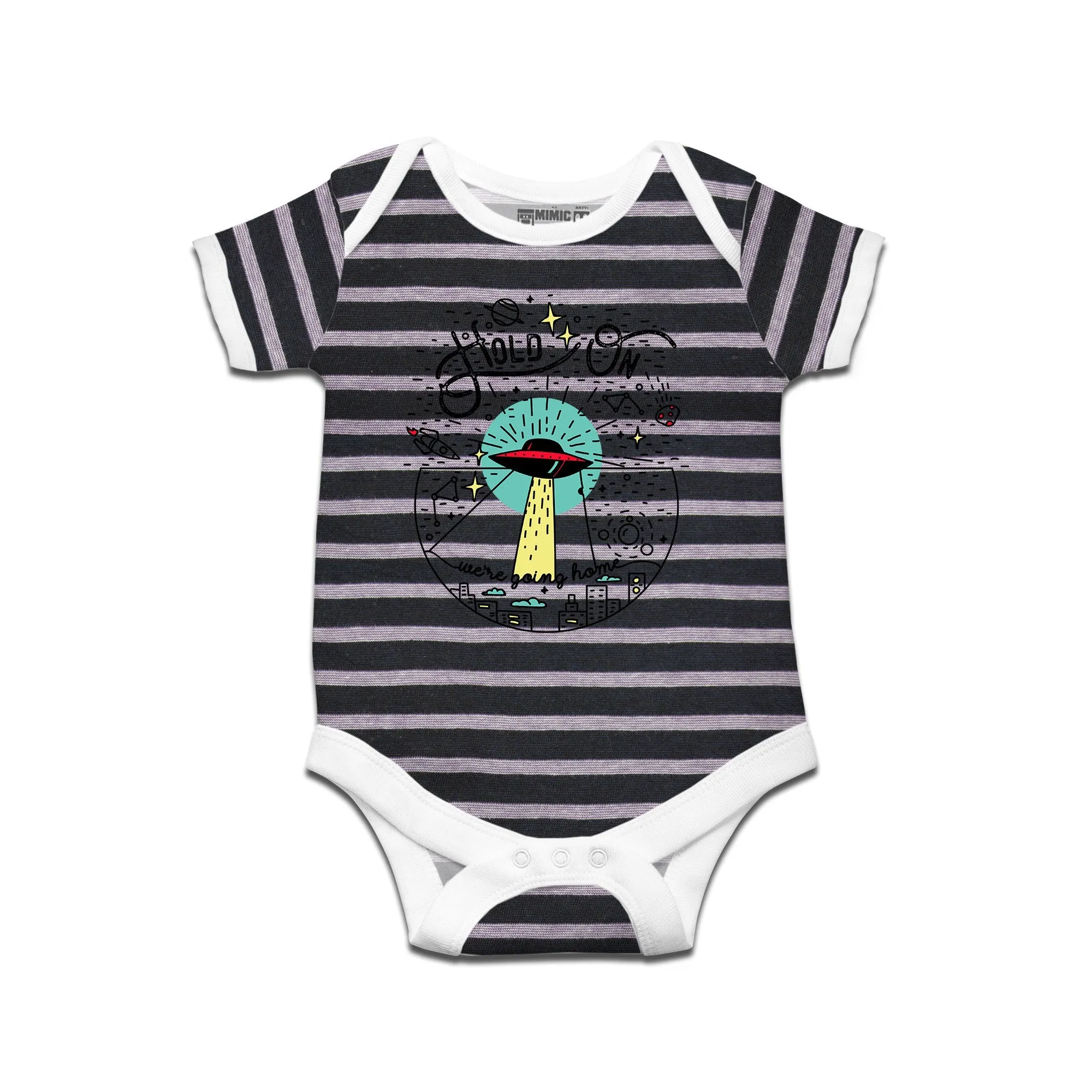 Kidswear By Ruse Hold on UFO  Printed Striped infant Romper For Baby