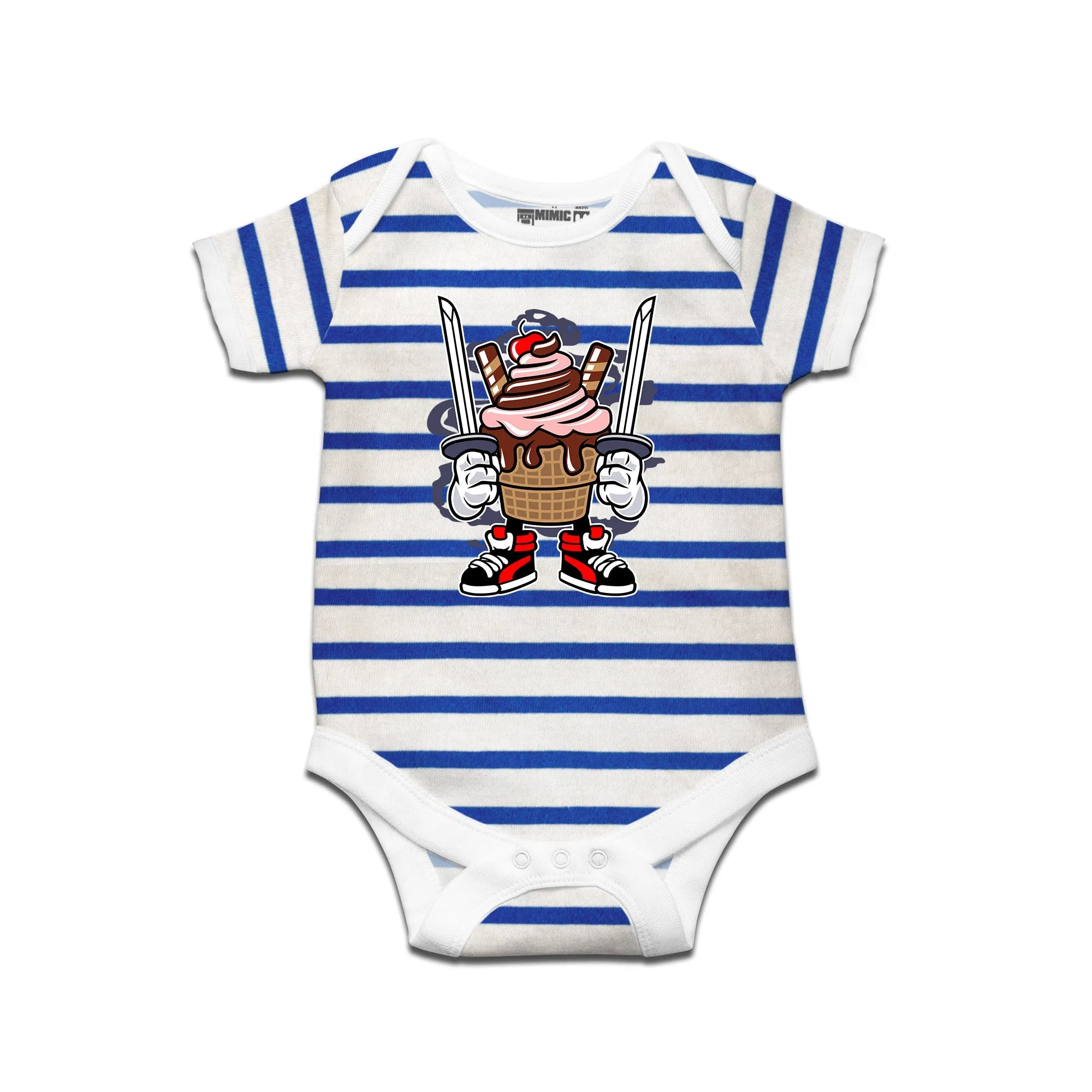 Kidswear By Ruse Ice Cream Ninja Printed Striped infant Romper For Baby