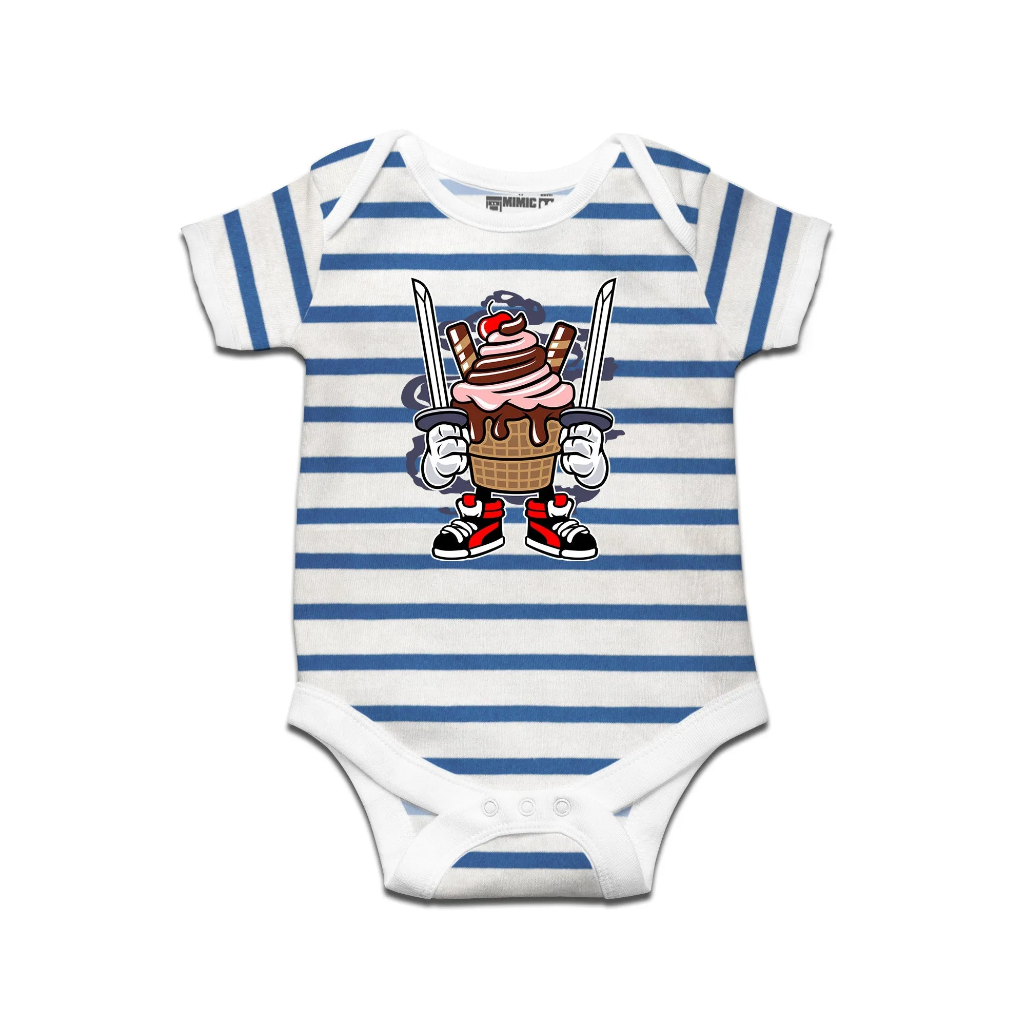 Kidswear By Ruse Ice Cream Ninja Printed Striped infant Romper For Baby