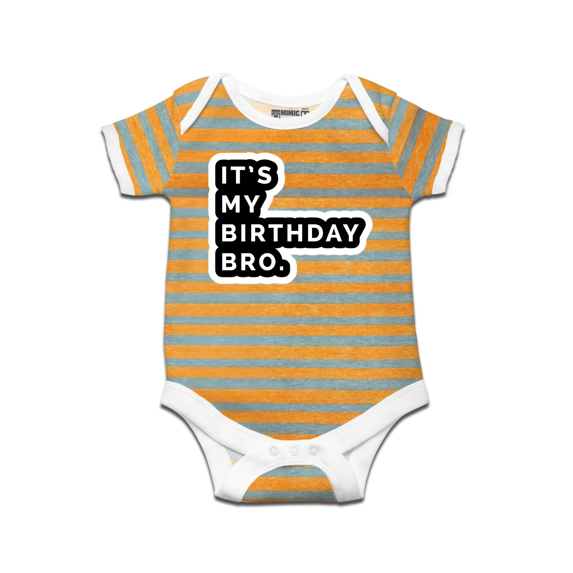 Kidswear By Ruse It'S My Birthday Bro Printed Striped infant Romper For Baby