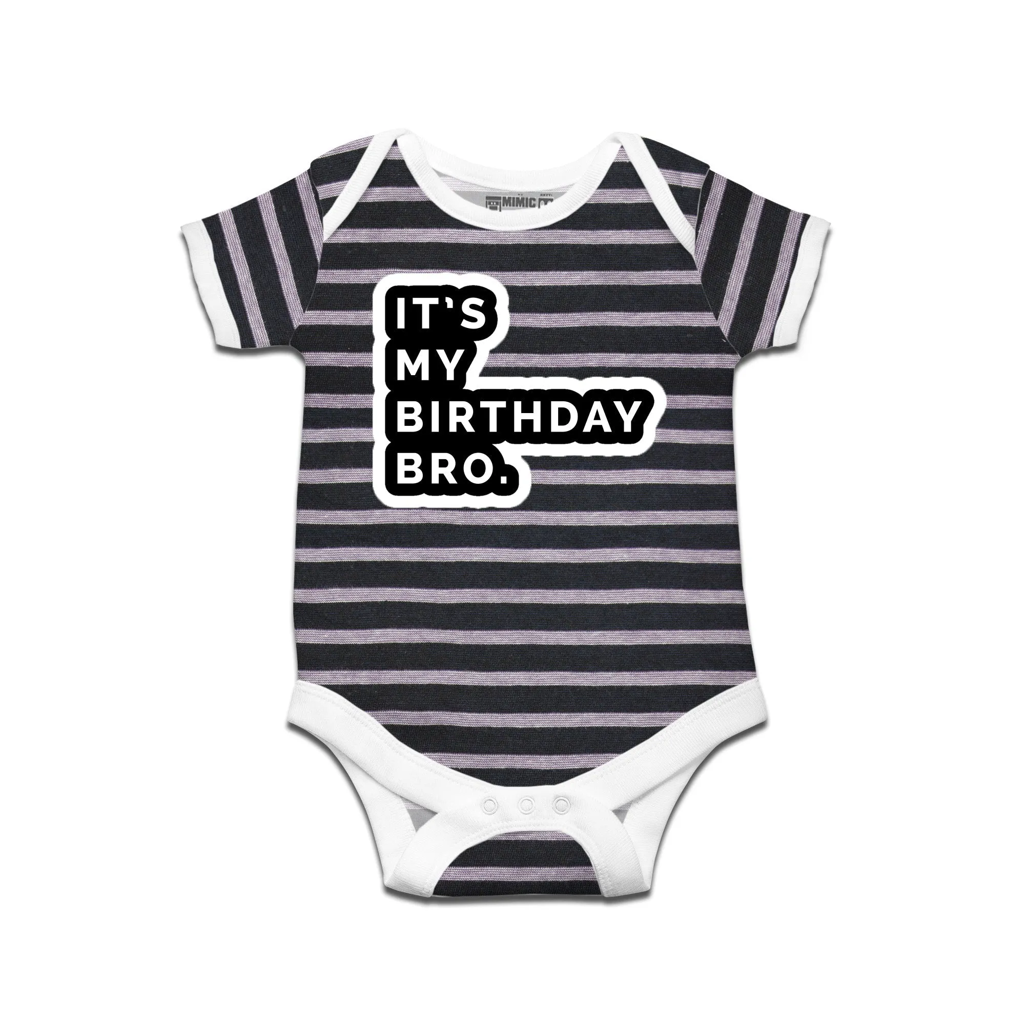 Kidswear By Ruse It'S My Birthday Bro Printed Striped infant Romper For Baby