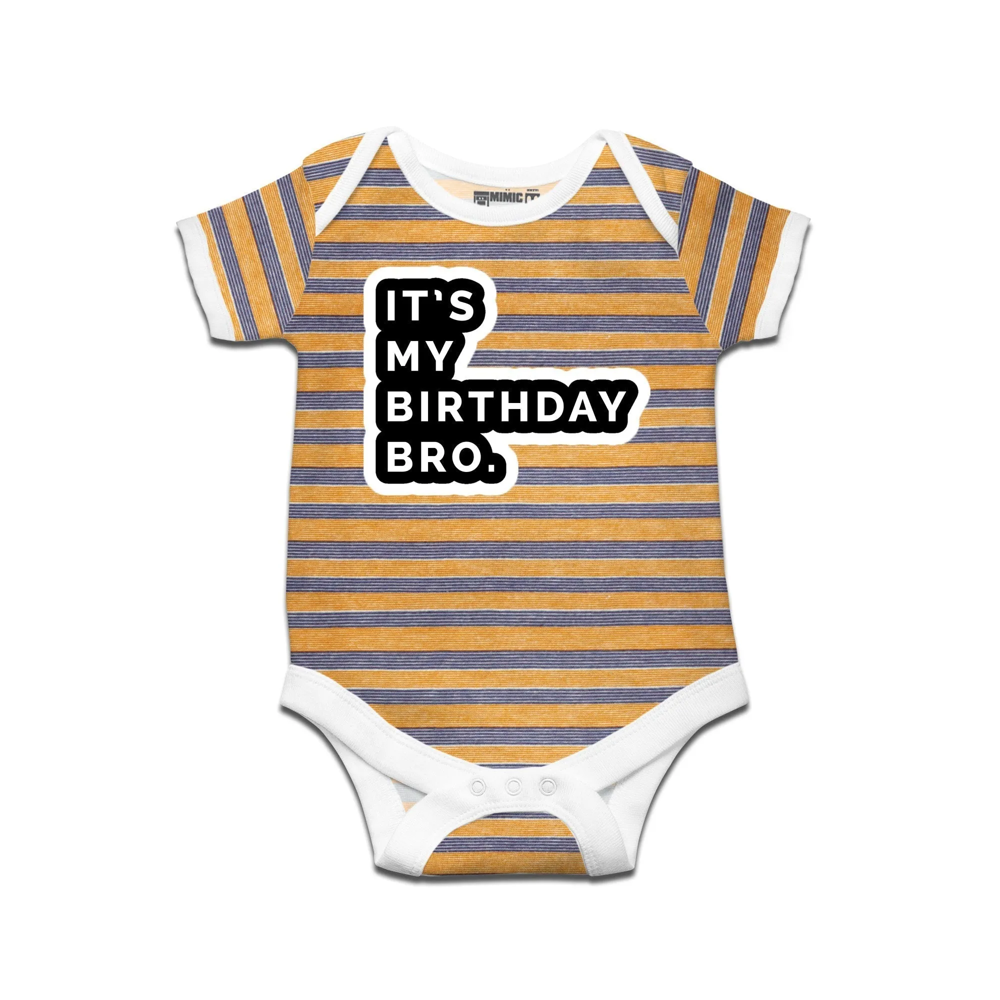 Kidswear By Ruse It'S My Birthday Bro Printed Striped infant Romper For Baby