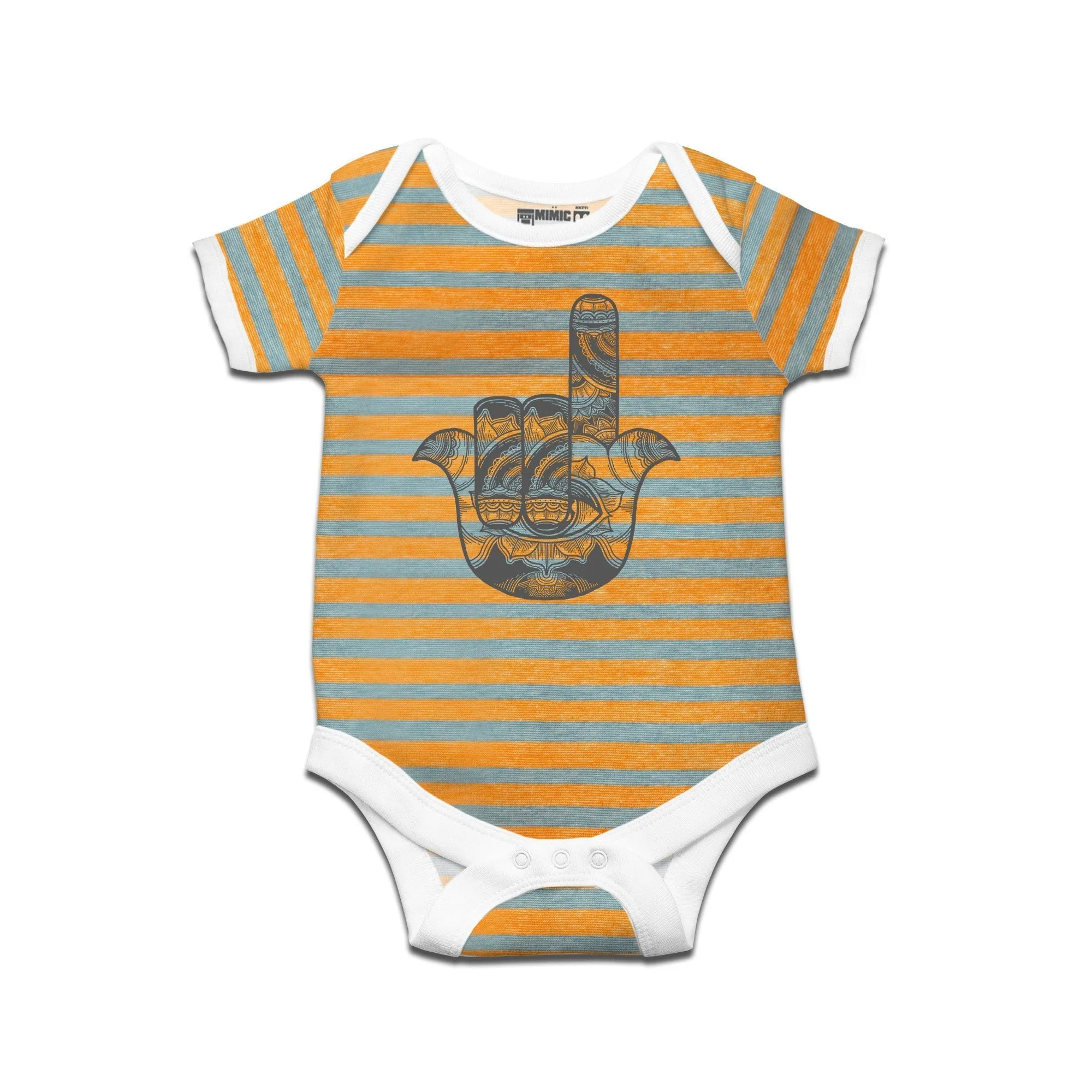 Kidswear By Ruse Metal Hamsa Printed Striped infant Romper For Baby