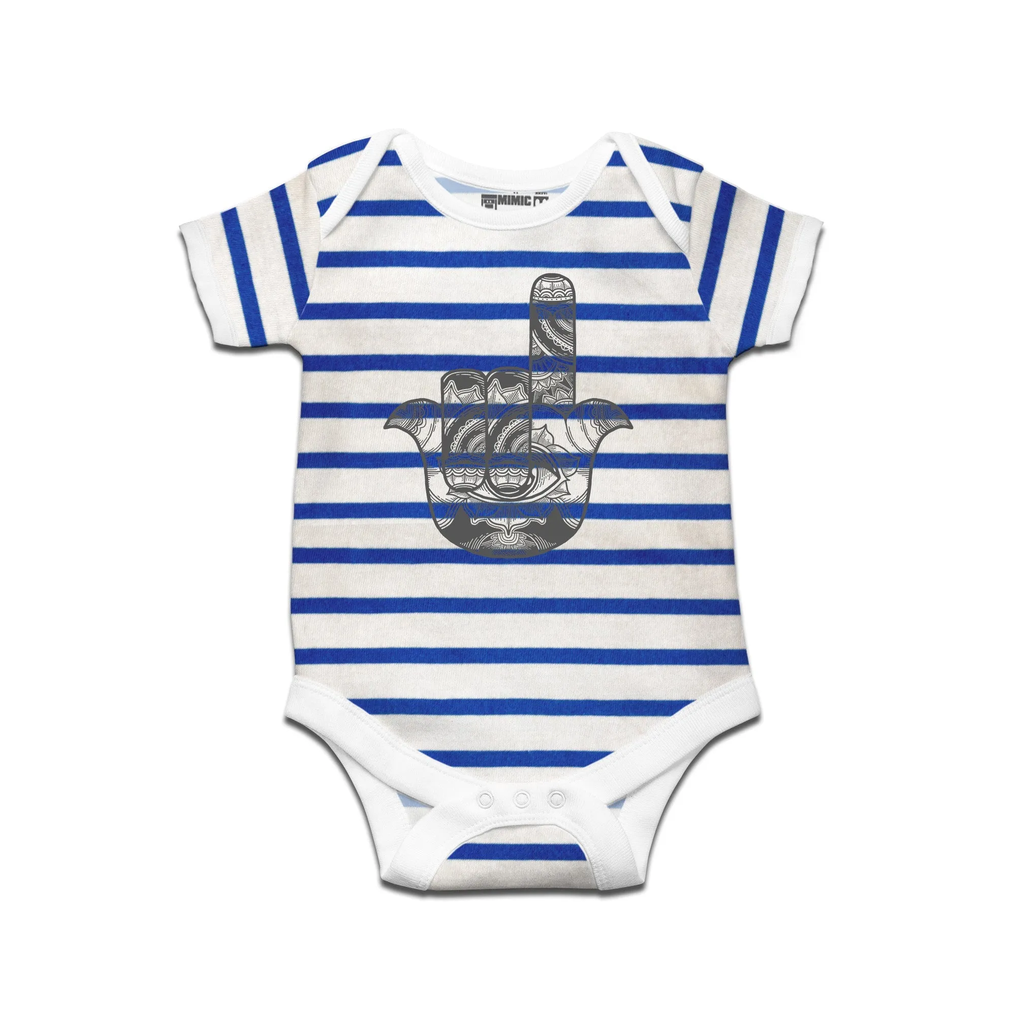 Kidswear By Ruse Metal Hamsa Printed Striped infant Romper For Baby