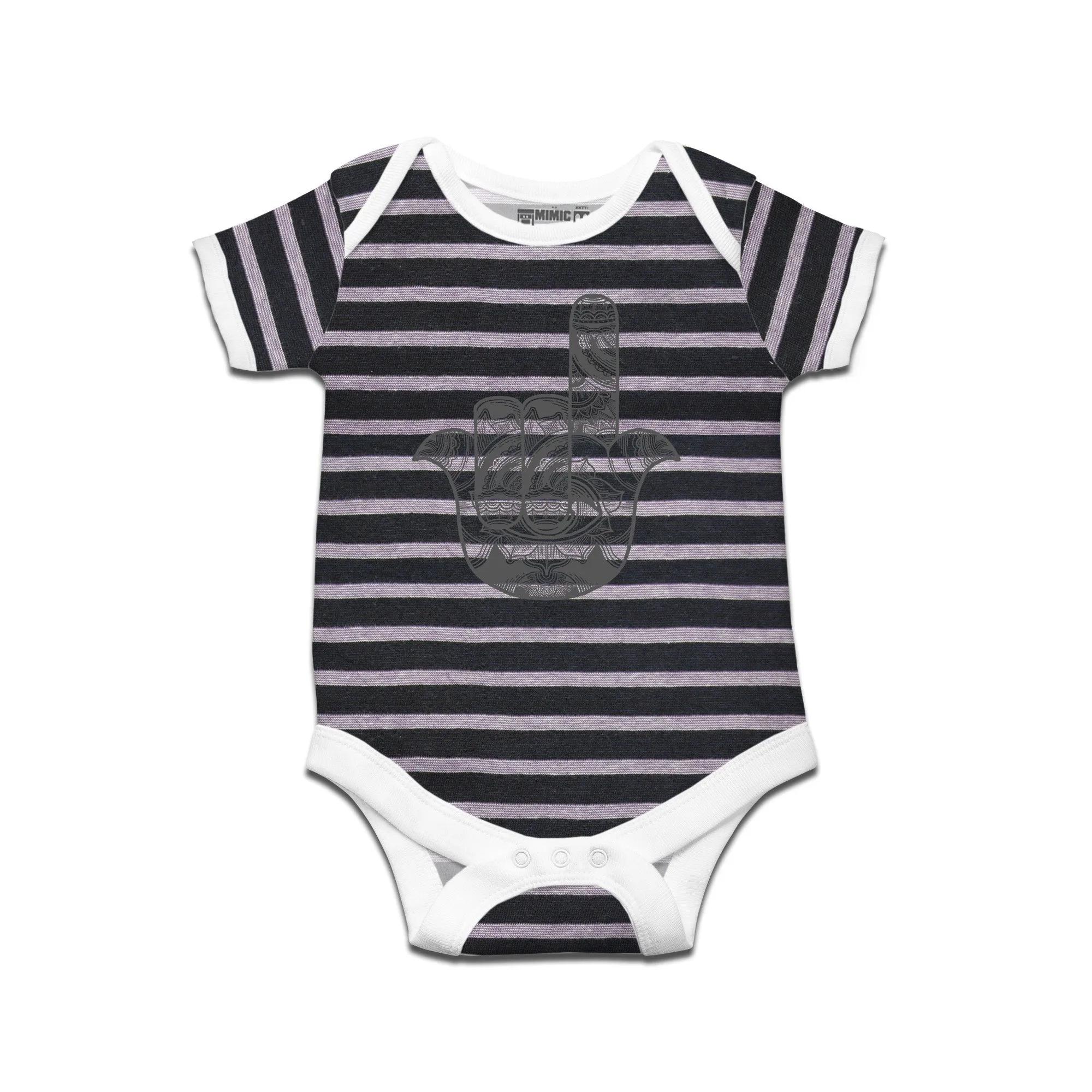 Kidswear By Ruse Metal Hamsa Printed Striped infant Romper For Baby