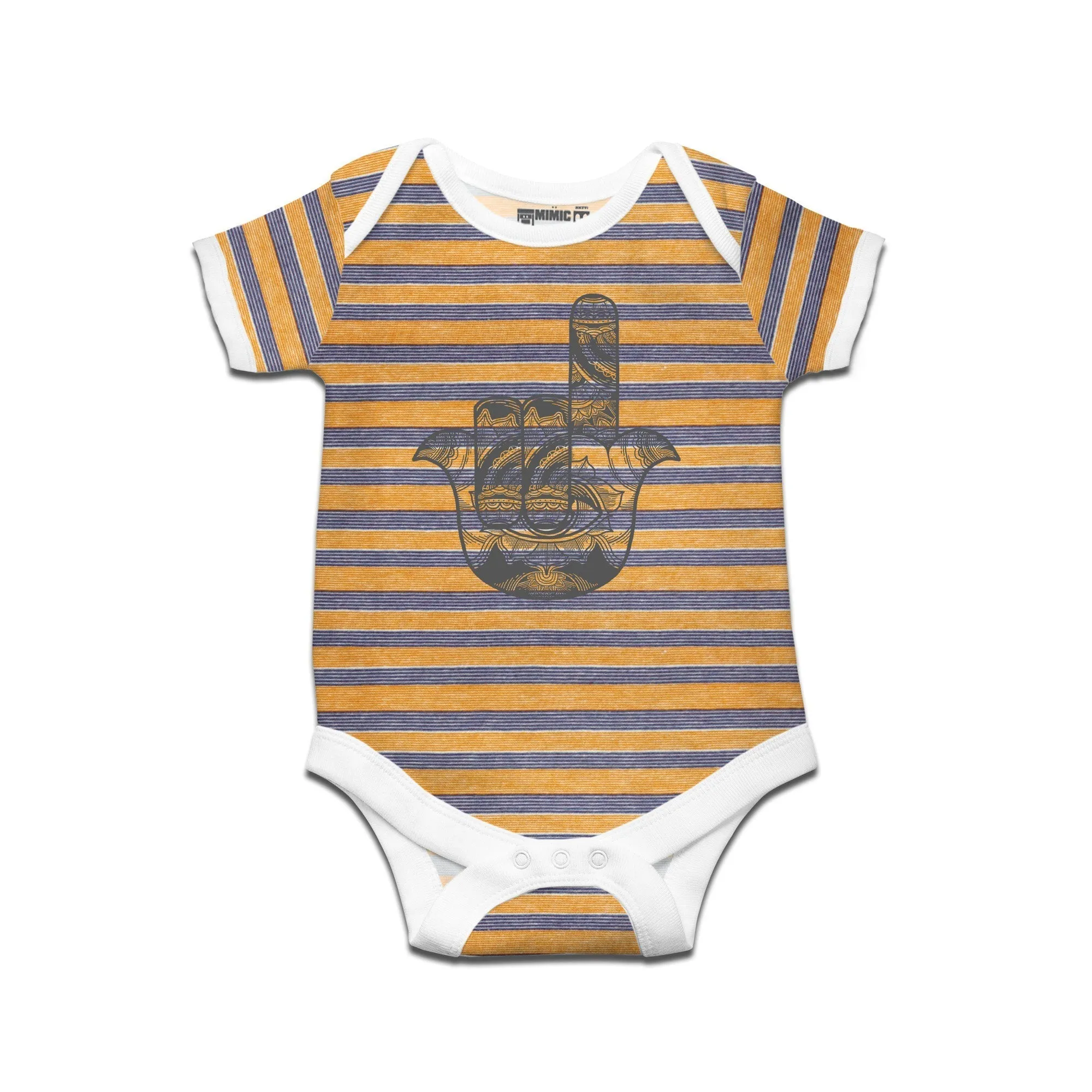 Kidswear By Ruse Metal Hamsa Printed Striped infant Romper For Baby