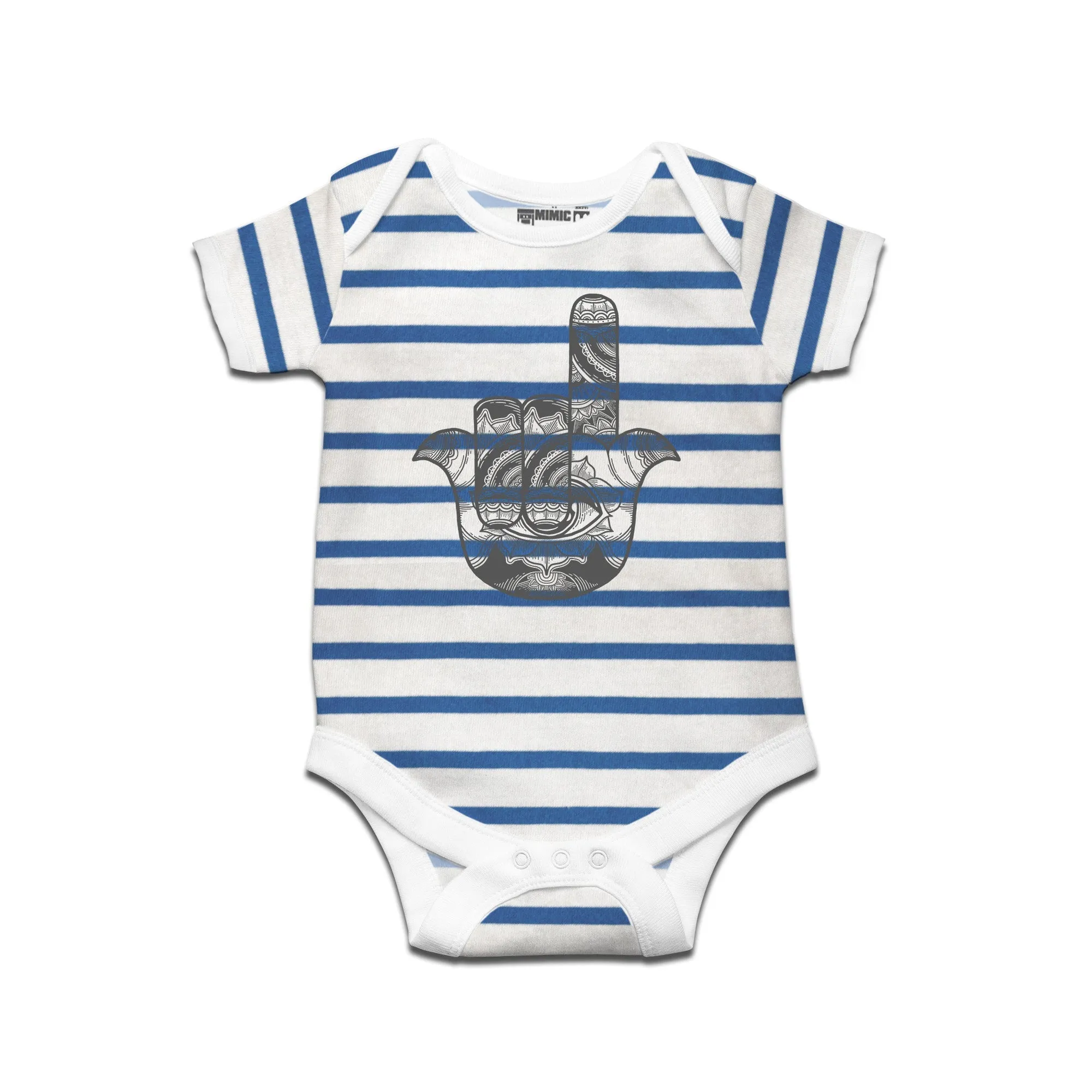 Kidswear By Ruse Metal Hamsa Printed Striped infant Romper For Baby