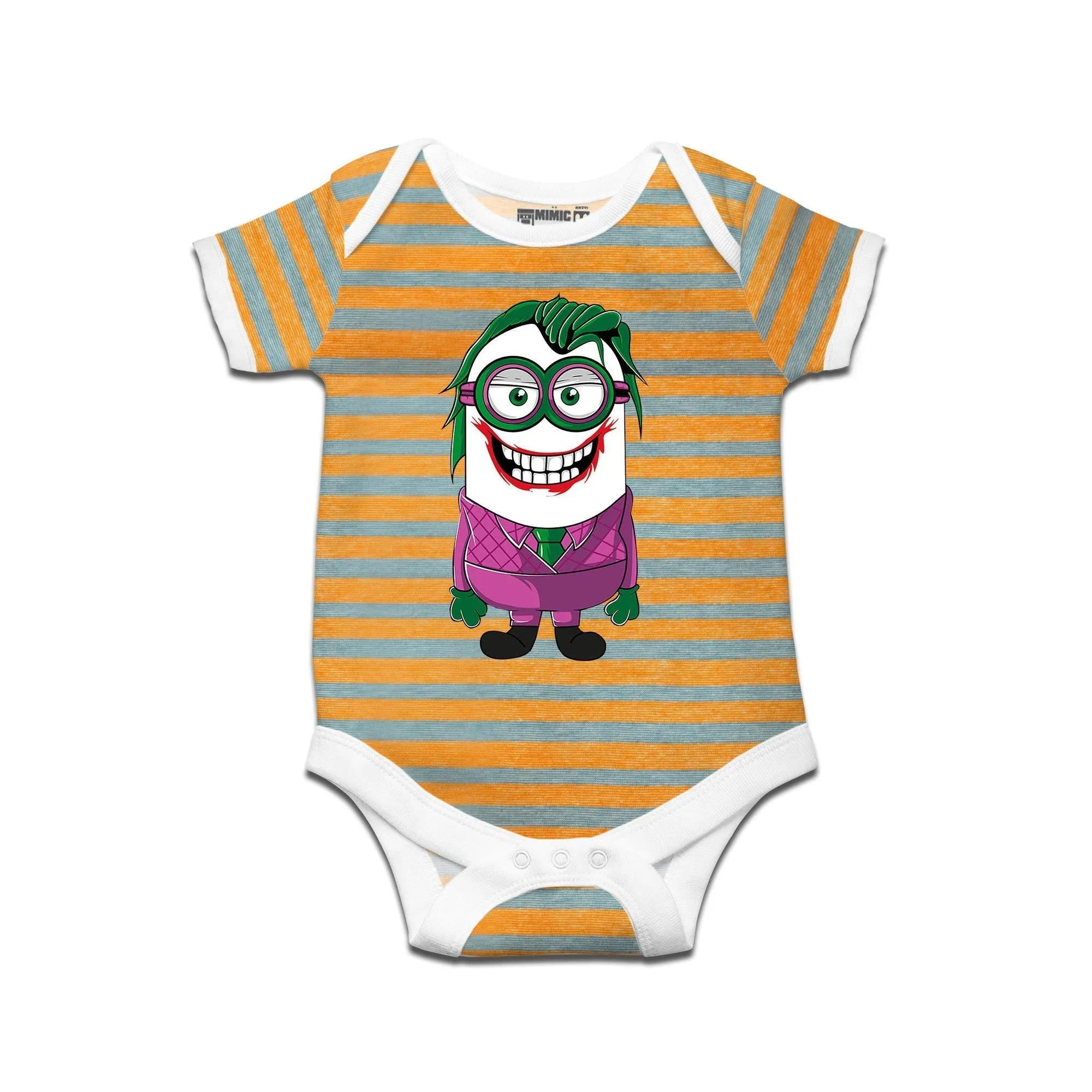 Kidswear By Ruse Minion Joker Printed Striped infant Romper For Baby