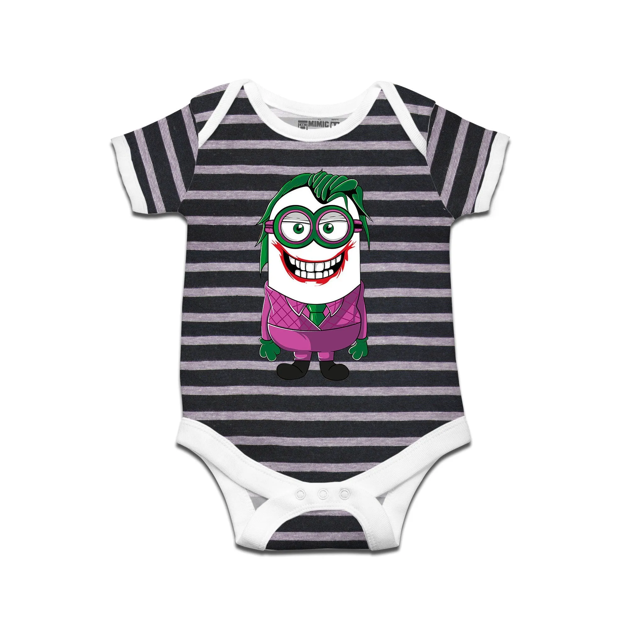 Kidswear By Ruse Minion Joker Printed Striped infant Romper For Baby