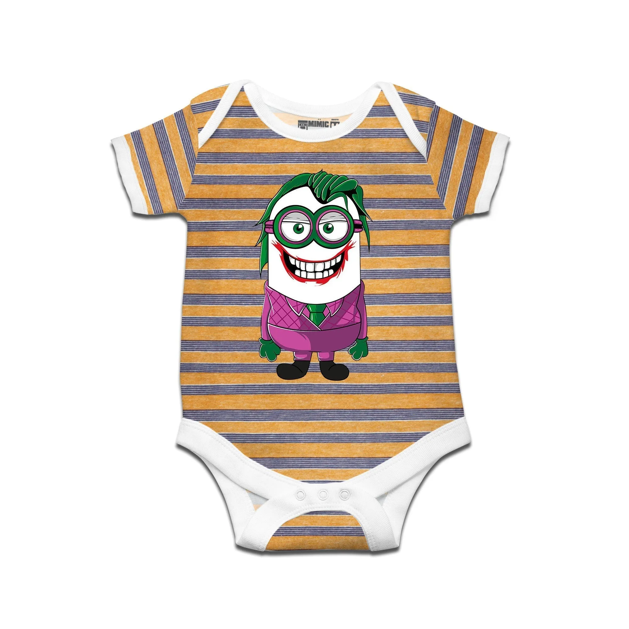 Kidswear By Ruse Minion Joker Printed Striped infant Romper For Baby