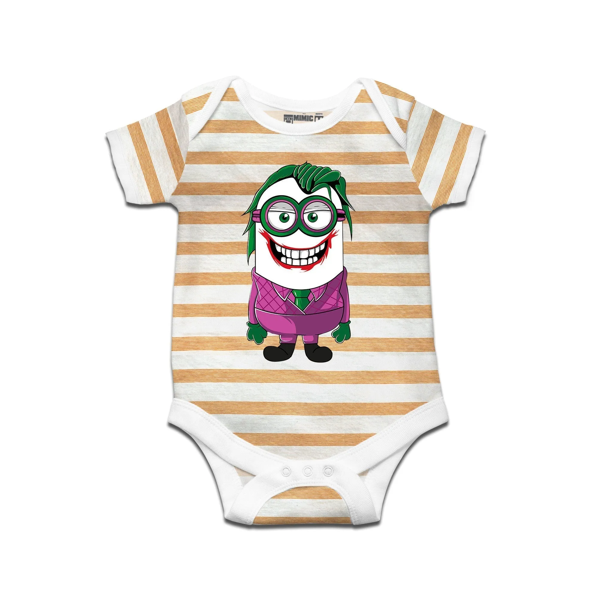 Kidswear By Ruse Minion Joker Printed Striped infant Romper For Baby