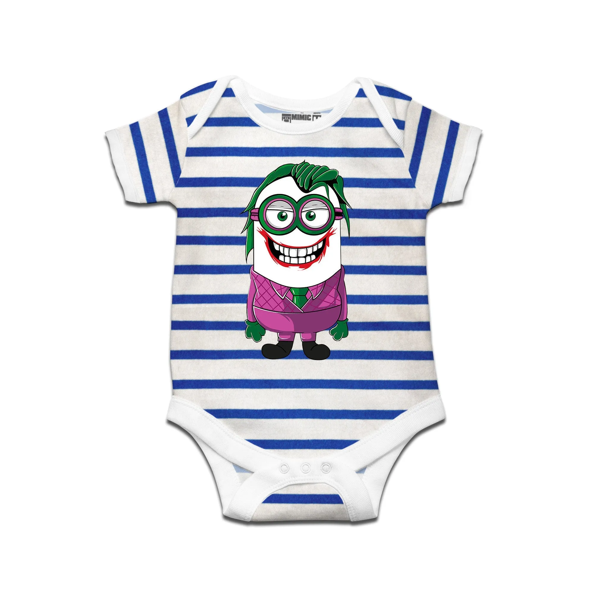 Kidswear By Ruse Minion Joker Printed Striped infant Romper For Baby