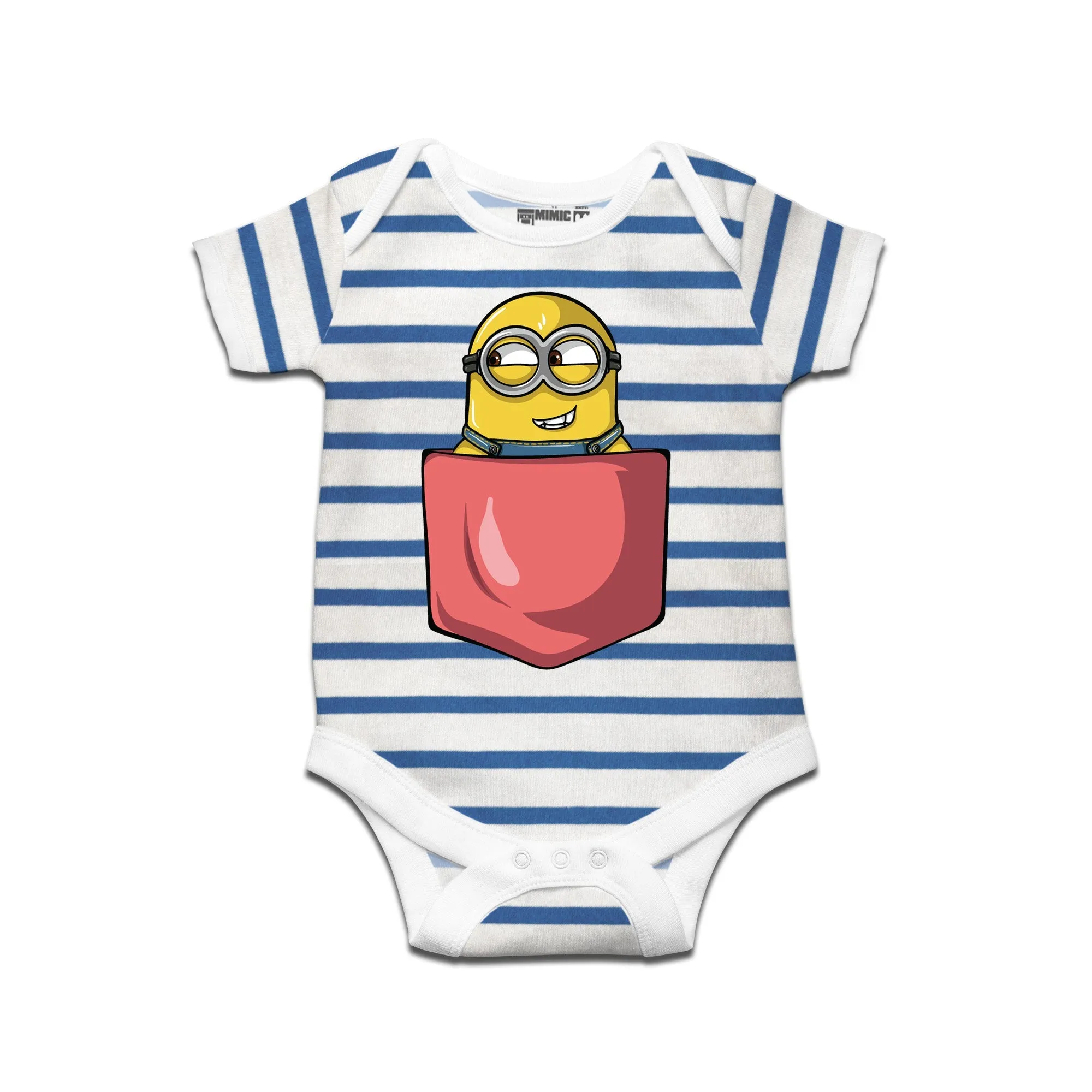 Kidswear By Ruse Minion Pocket Printed Striped infant Romper For Baby